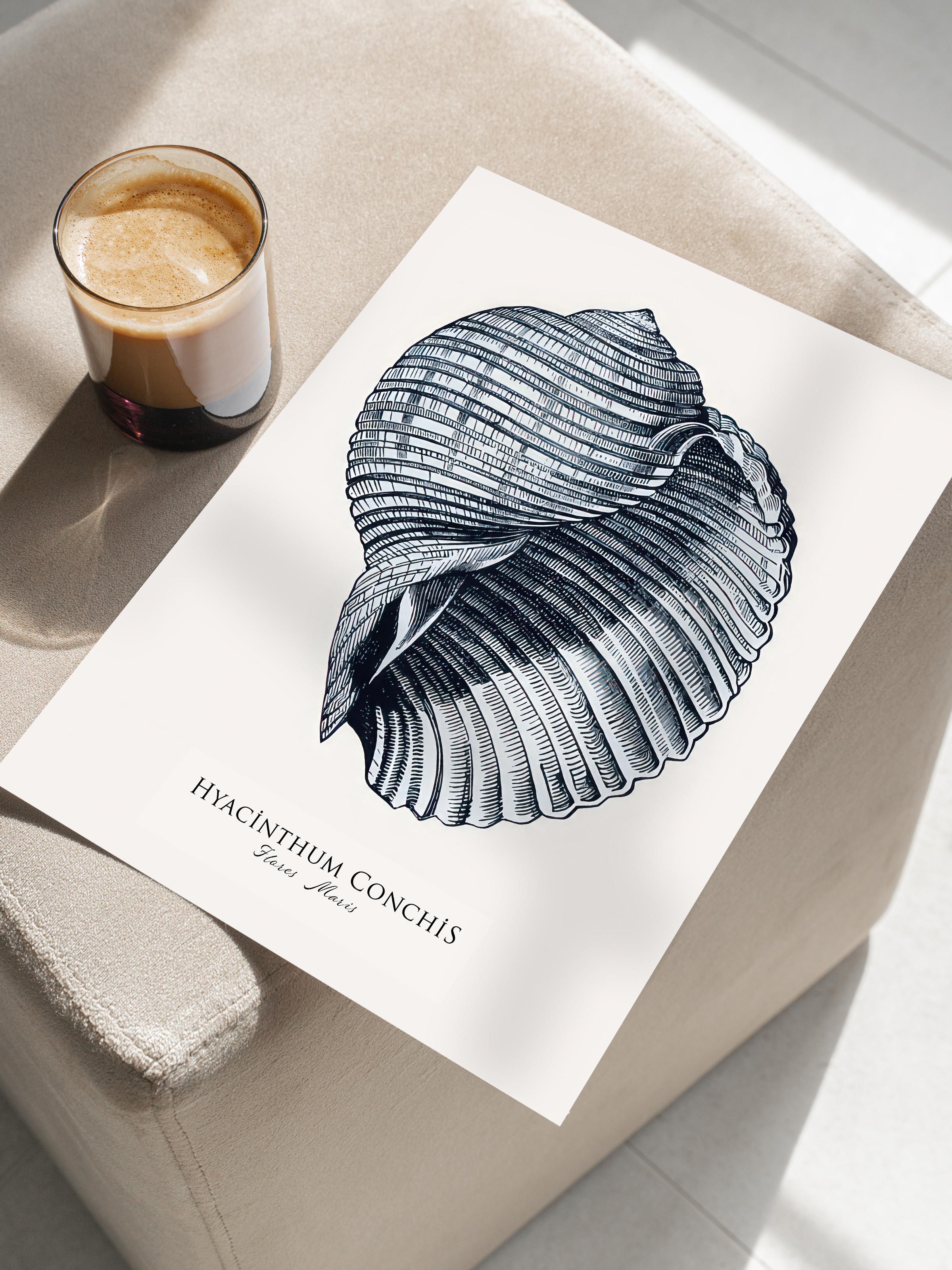 Blue Seashell  Poster, Çerçevesiz Duvar Posteri, Dikey Duvar Tablosu Comfort Serisi NO:108439