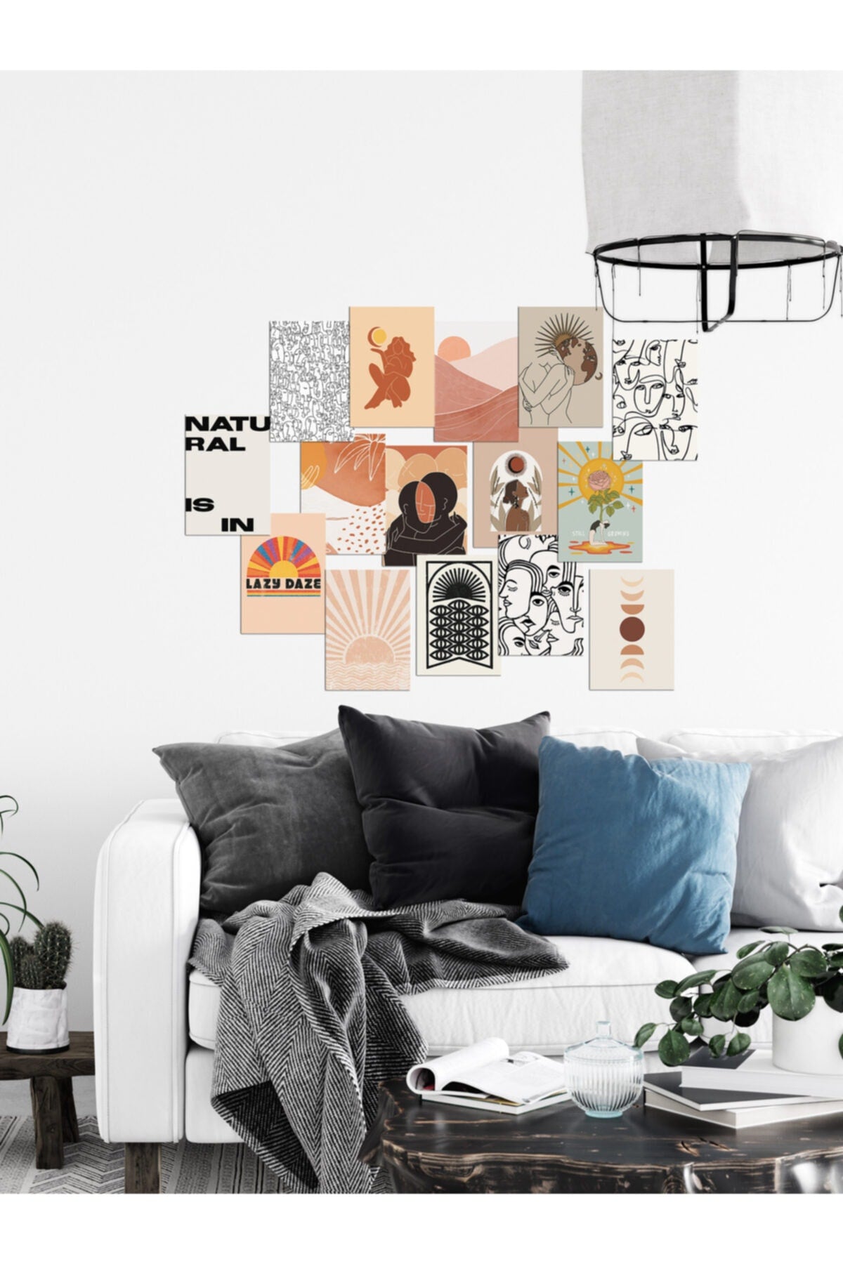 Boho Duvar Kağıdı Seti, Retro Poster Seti, Dekoratif Poster Kolaj Seti, Hediyelik Poster