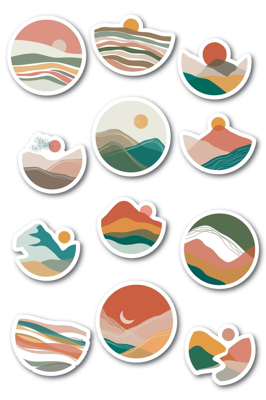 Boho Temalı Sticker Seti - 12 Adet Etiket Seti- Telefon, Tablet, Defter Laptop Uyumlu Etiket