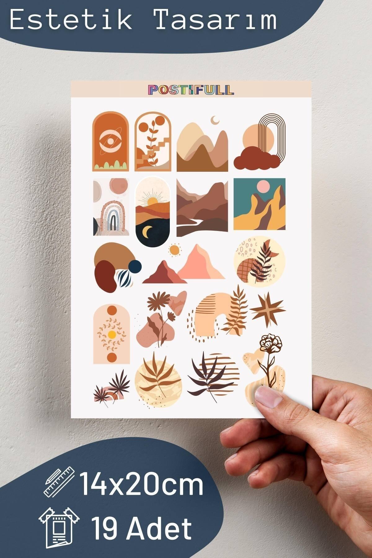 Boho Temalı Sticker Seti - 20 Adet Etiket Seti- Telefon, Tablet, Defter Laptop Uyumlu Etiket