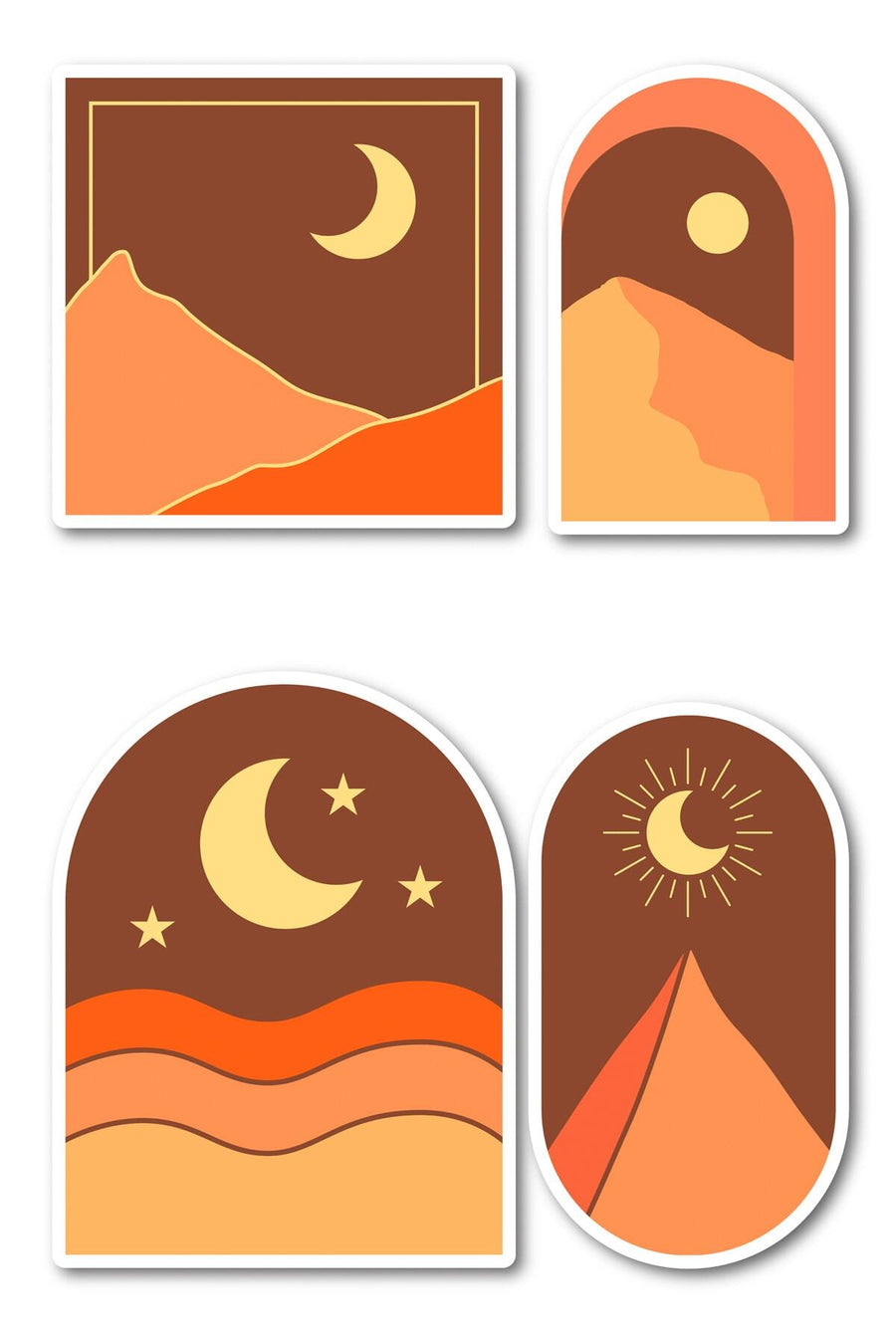 Boho Temalı Sticker Seti - 4 Adet Etiket Seti- Telefon, Tablet, Defter Laptop Uyumlu Etiket
