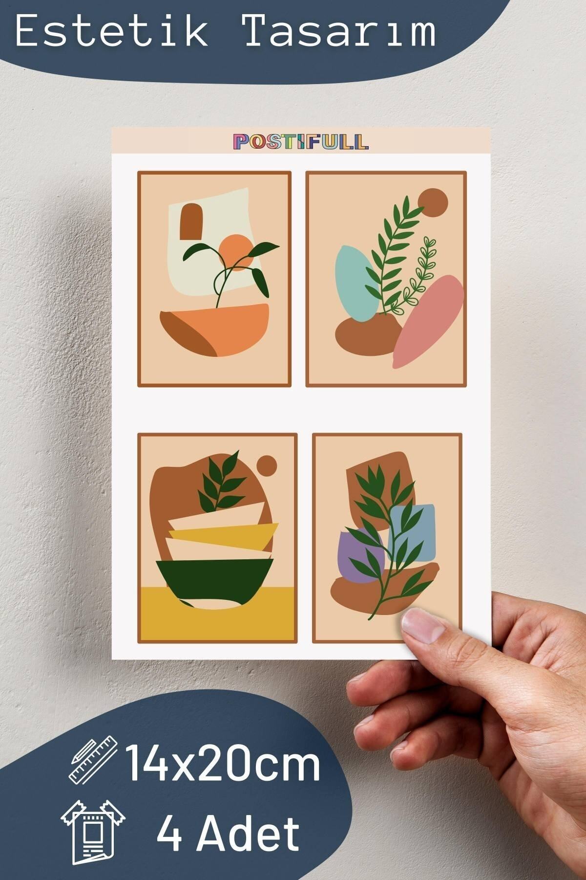 Boho Temalı Sticker Seti - 4 Adet Etiket Seti- Telefon, Tablet, Defter Laptop Uyumlu Etiket