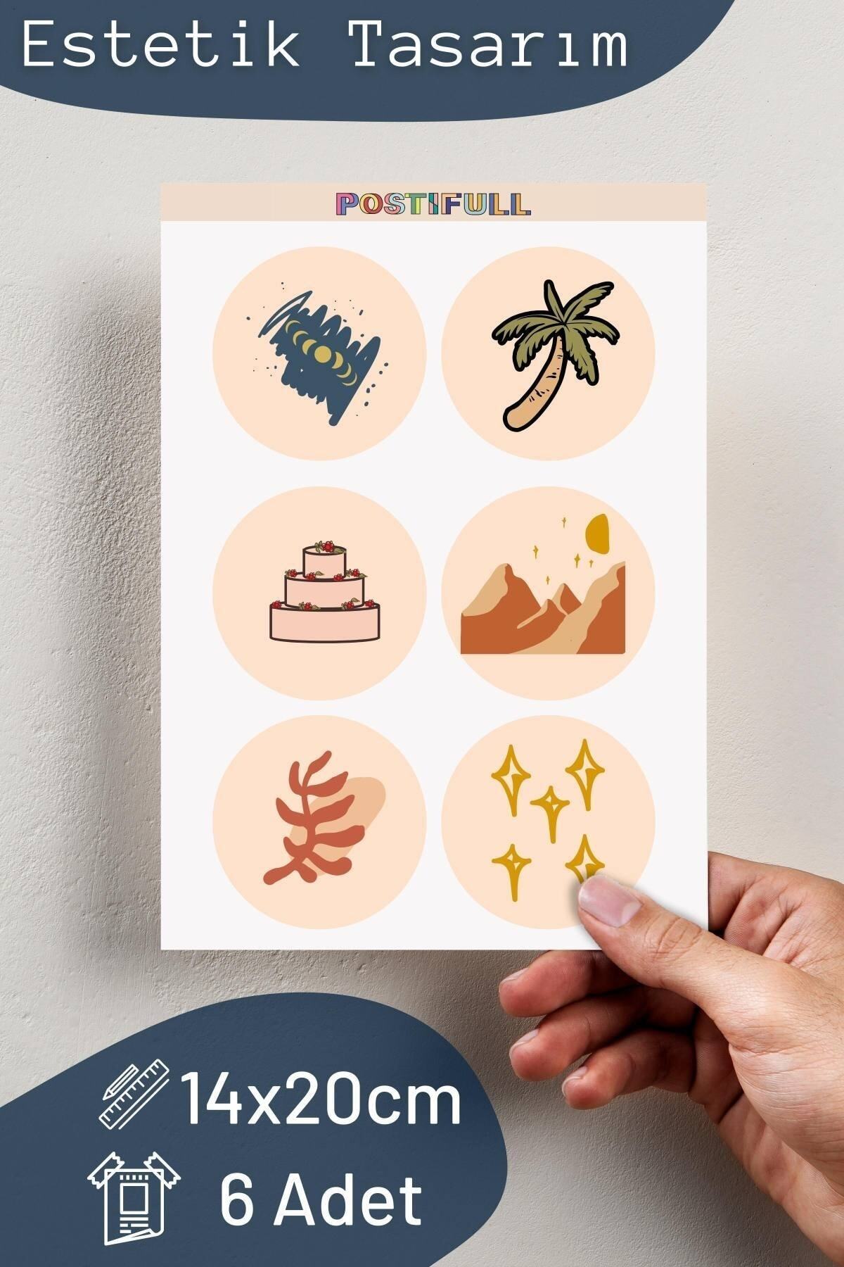 Boho Temalı Sticker Seti - 6 Adet Etiket Seti- Telefon, Tablet, Defter Laptop Uyumlu Etiket