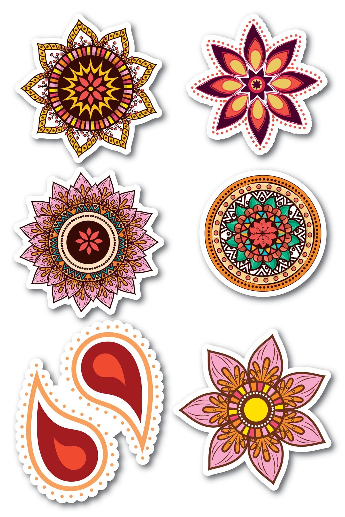 Boho Temalı Sticker Seti - 6 Adet Etiket Seti- Telefon, Tablet, Defter Laptop Uyumlu Etiket