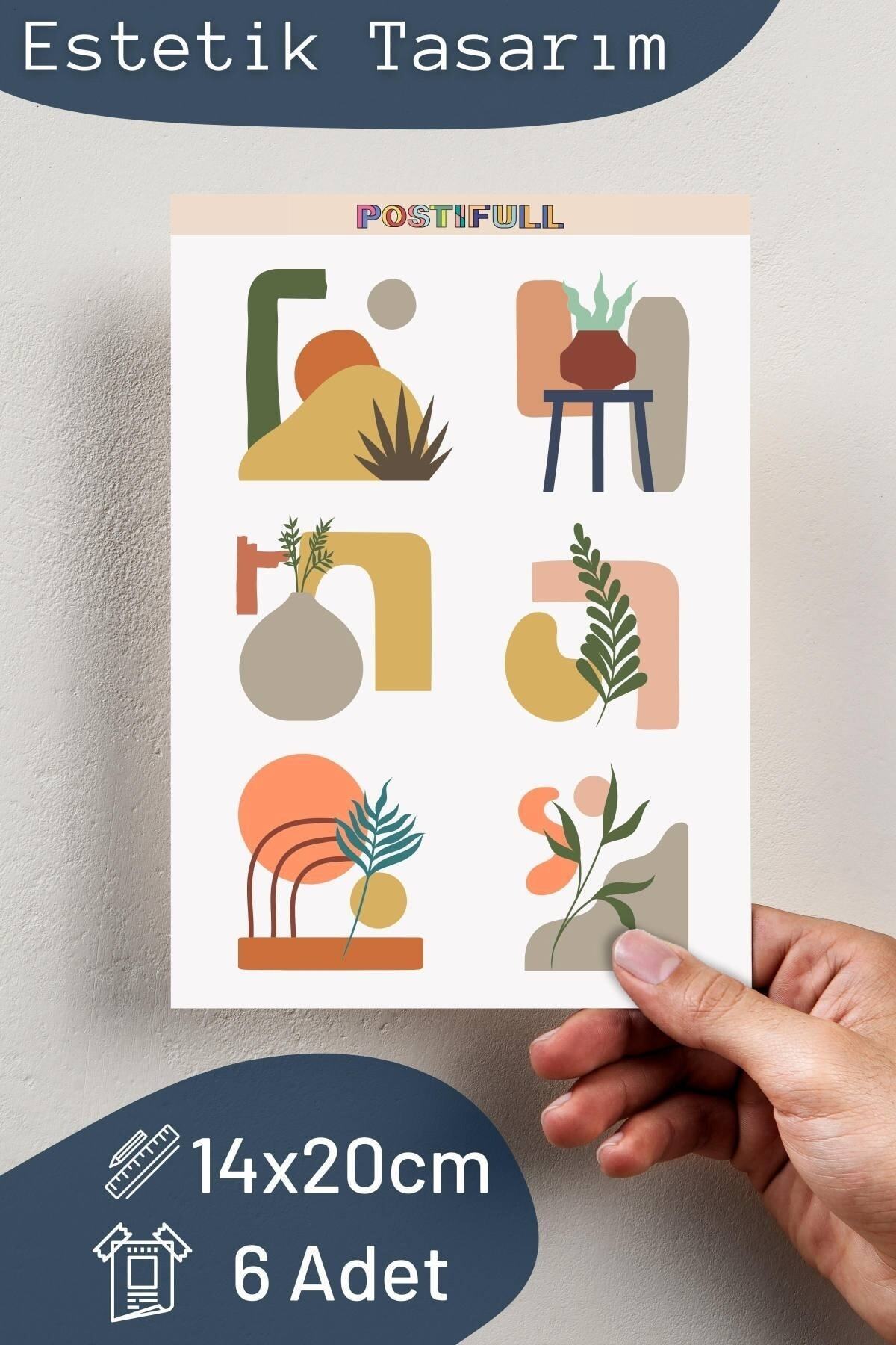 Boho Temalı Sticker Seti - 6 Adet Etiket Seti- Telefon, Tablet, Defter Laptop Uyumlu Etiket