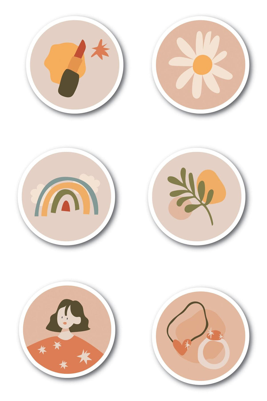 Boho Temalı Sticker Seti - 6 Adet Etiket Seti- Telefon, Tablet, Defter Laptop Uyumlu Etiket