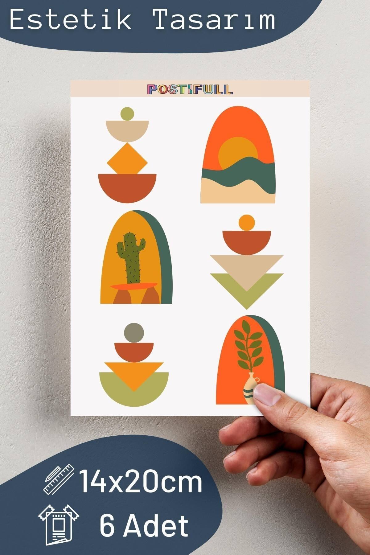 Boho Temalı Sticker Seti - 6 Adet Etiket Seti- Telefon, Tablet, Defter Laptop Uyumlu Etiket