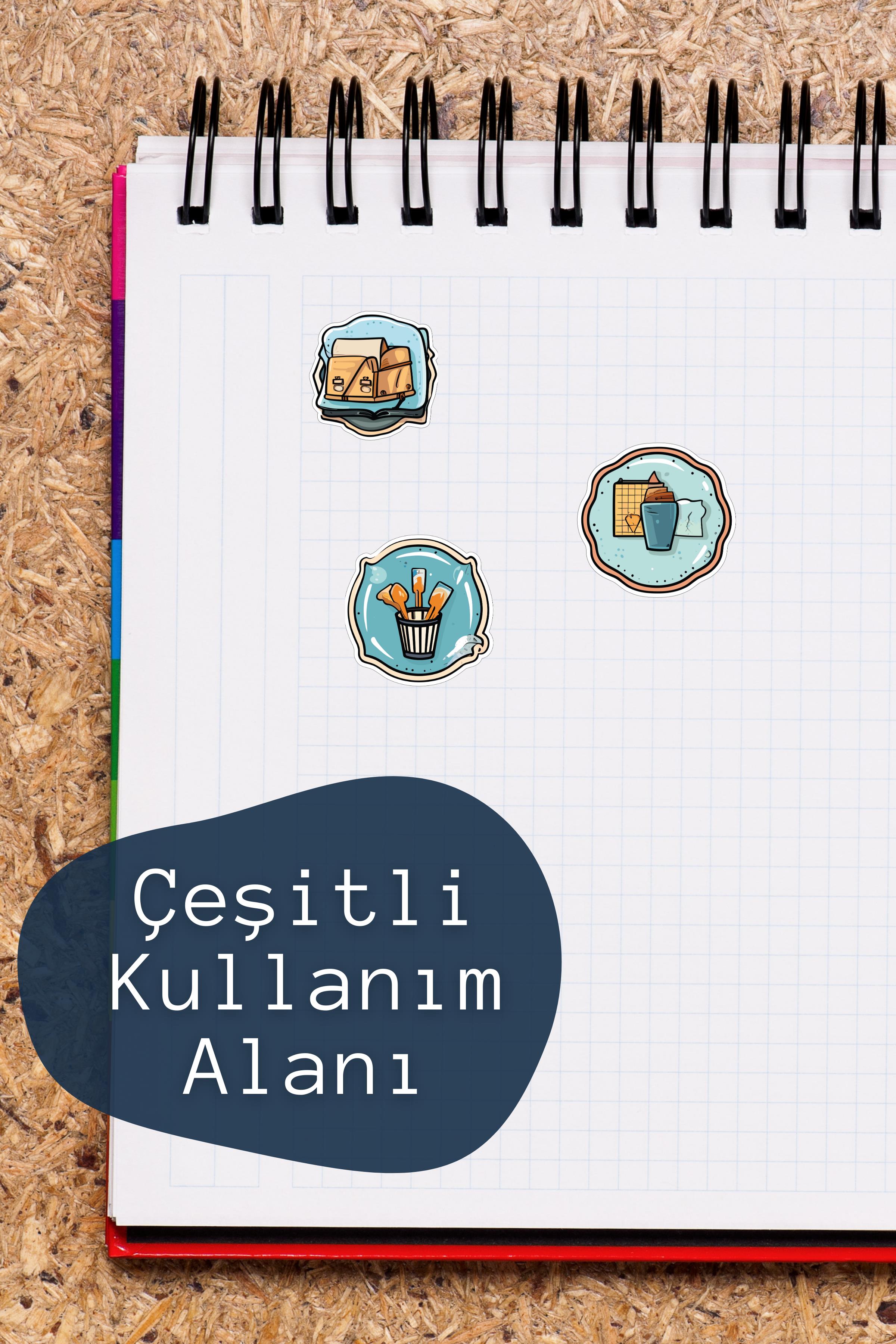 Books & Art Temalı Sticker ve Etiket Seti - Orta Boy - Su Geçirmez, Kalın Yapışkanlı Sticker Seti