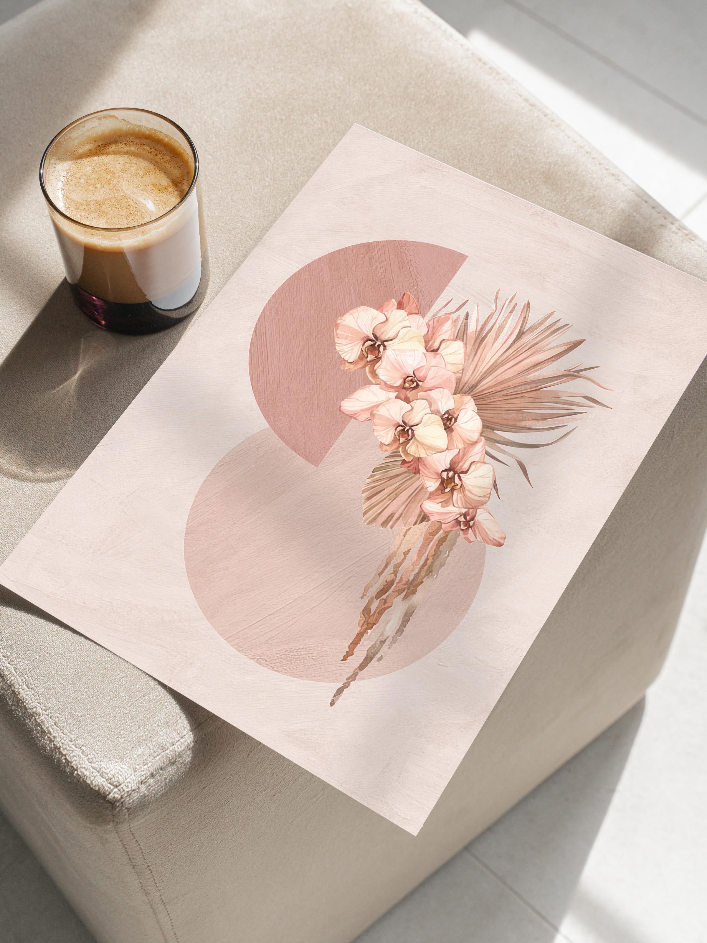 Botanical Shapes and Flowers Poster, Dikey Duvar Tablosu Comfort Serisi NO:108531