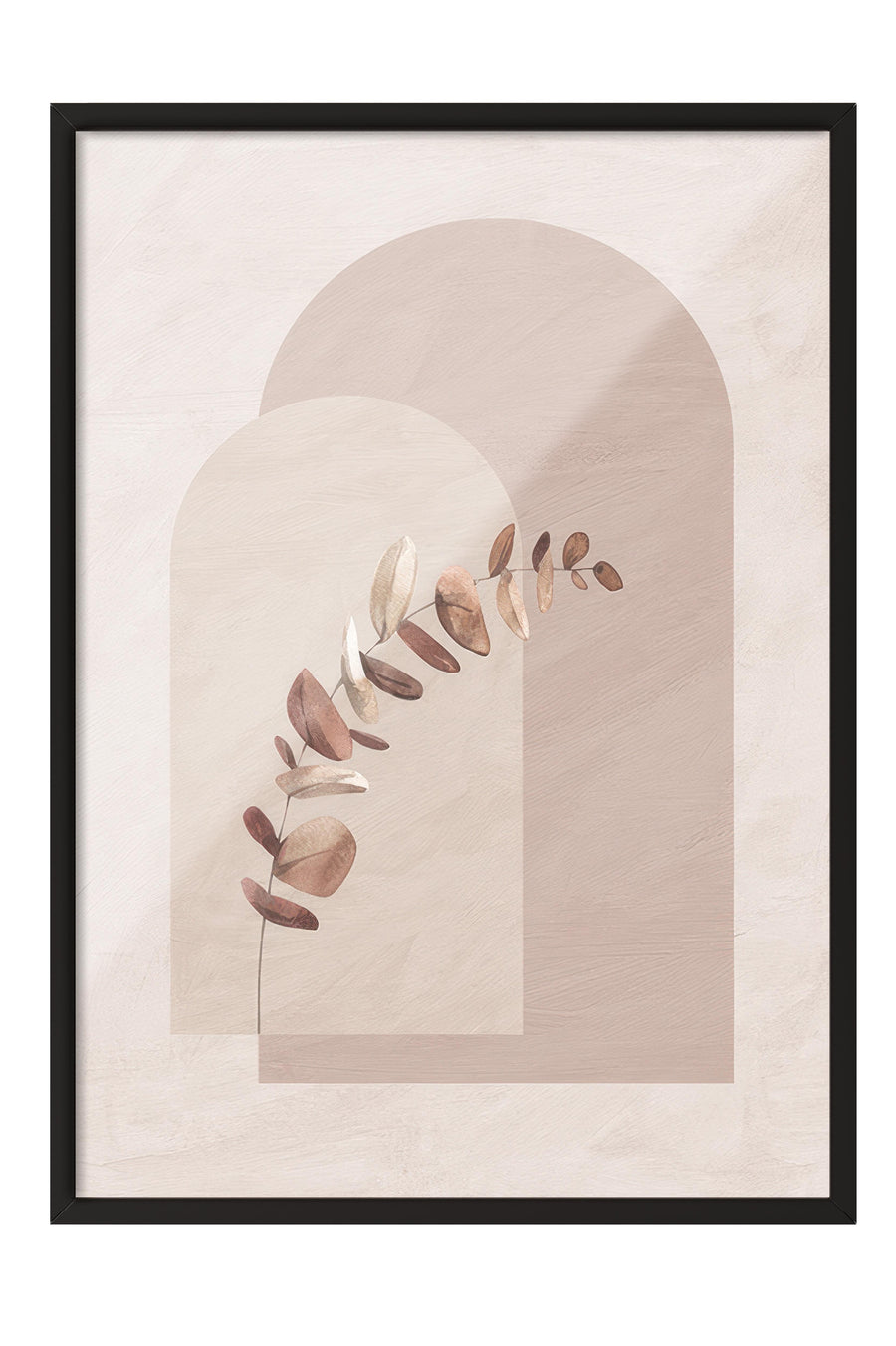 Soyut Yaprak Deseni Poster – Siyah Çerçeveli Tablo