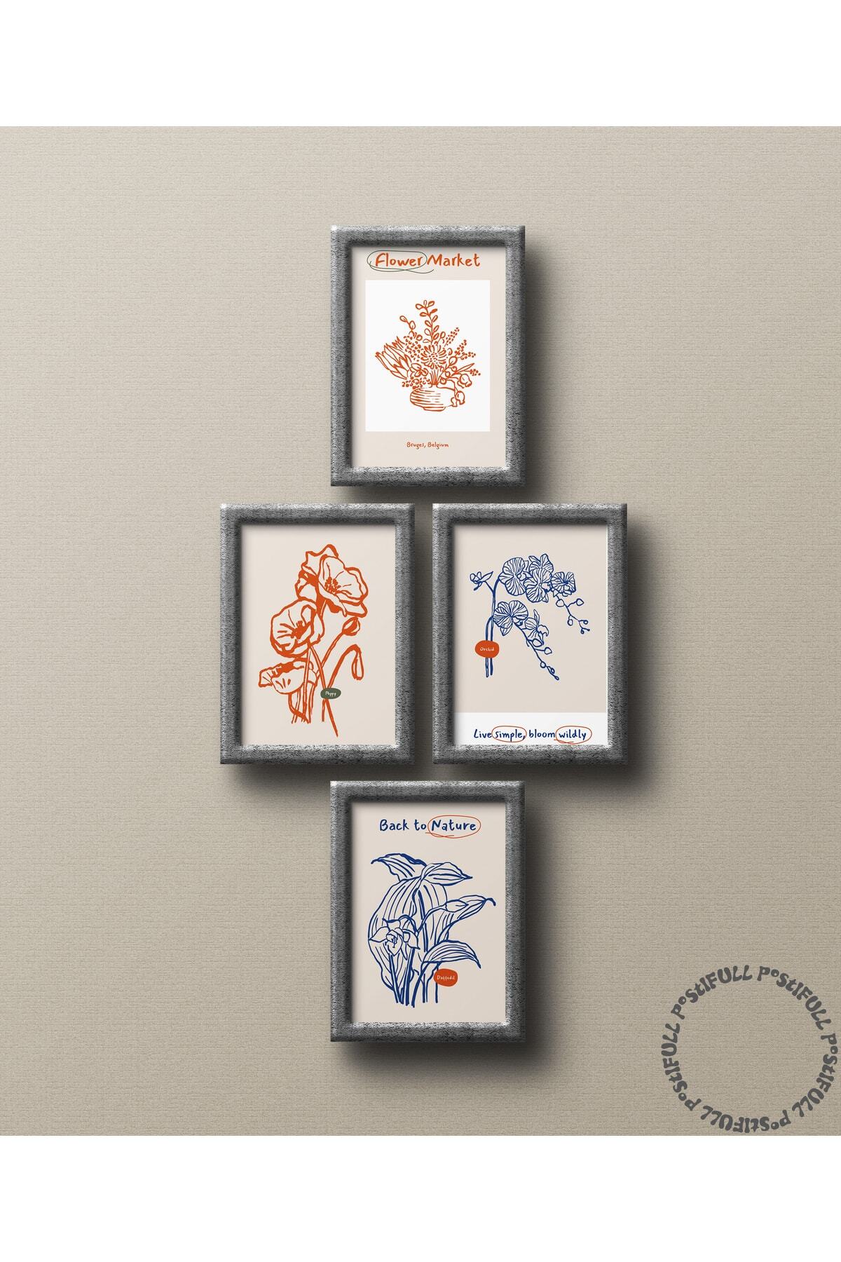 Botanik Poster - Çiçek Çizimi Çerçevesiz Poster