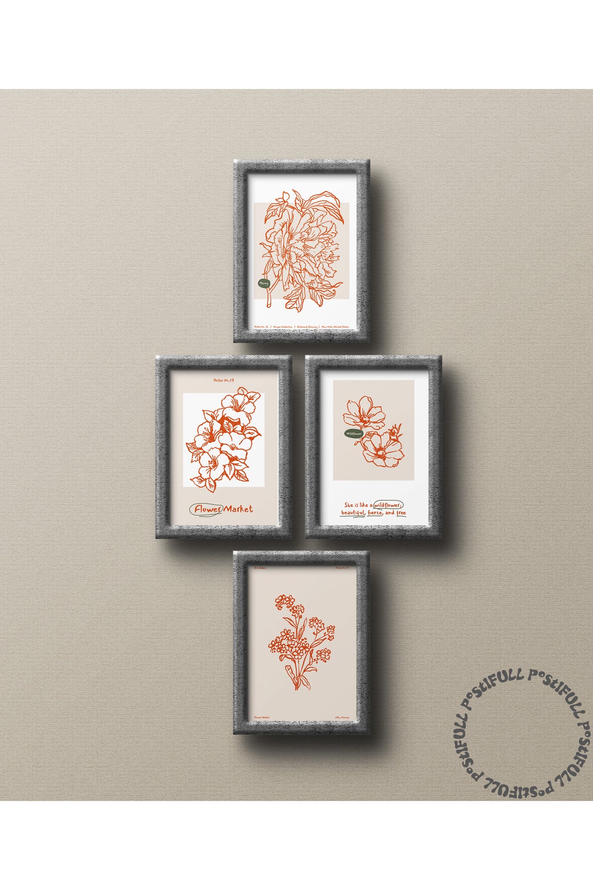 Botanik Poster - Çiçek Çizimi Çerçevesiz Poster