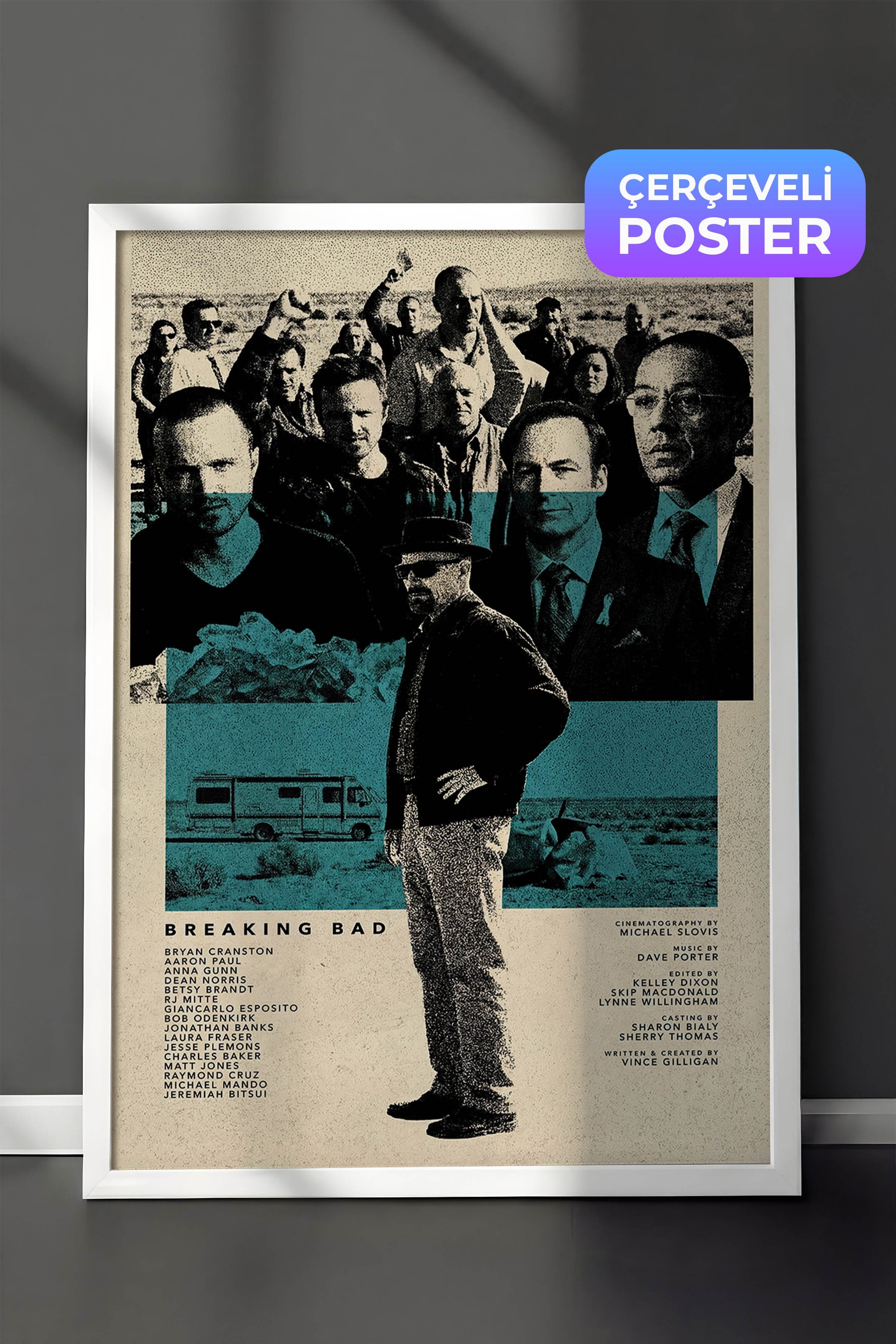 Breaking Bad Beyaz Çerçeveli Poster, Sinema ve Dizi Tablo, Film Dizi Afişleri NO:112765