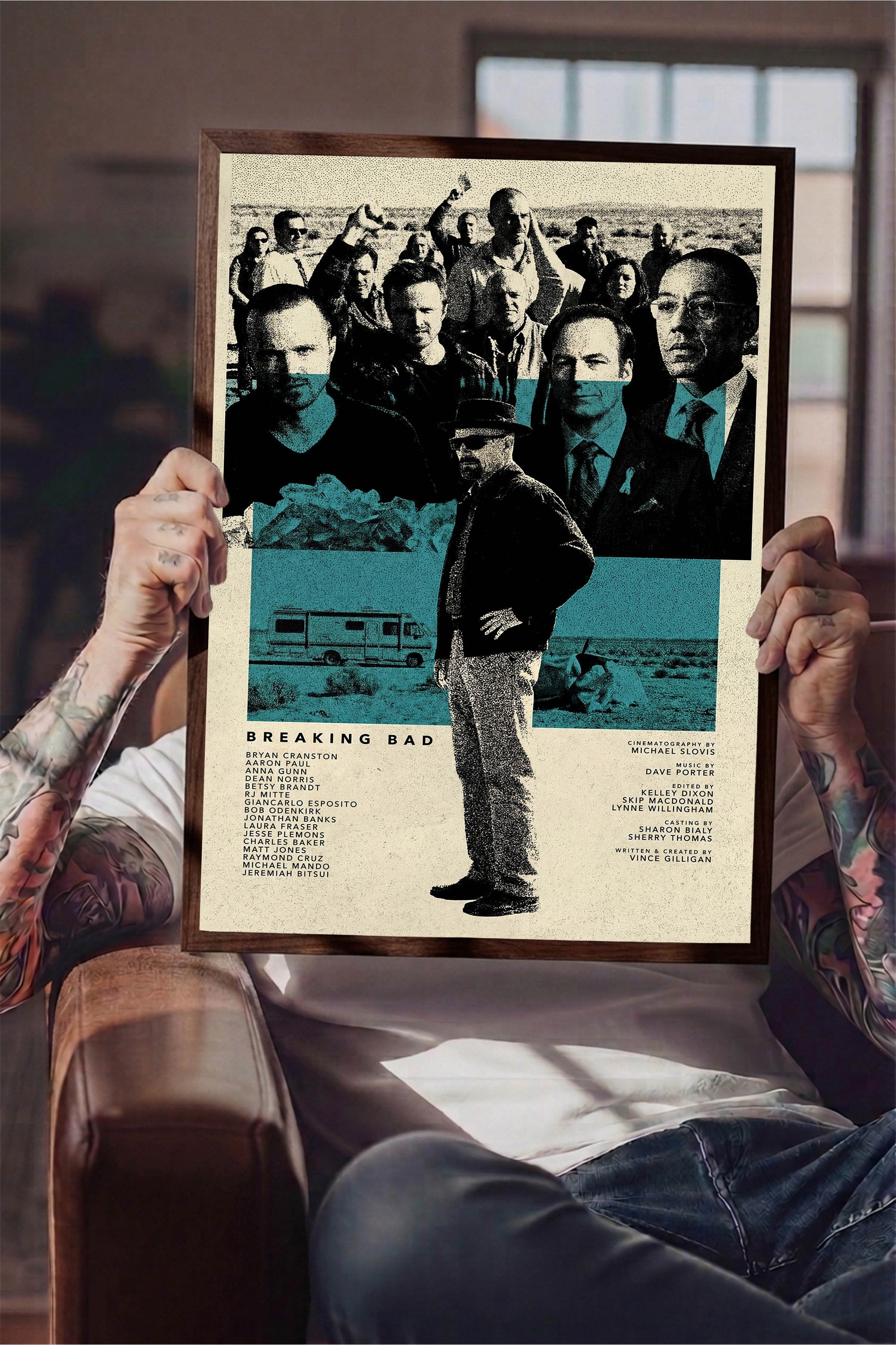 Breaking Bad Kahverengi Çerçeveli Poster, Sinema ve Dizi Tablo, Film Dizi Afişleri NO:112765