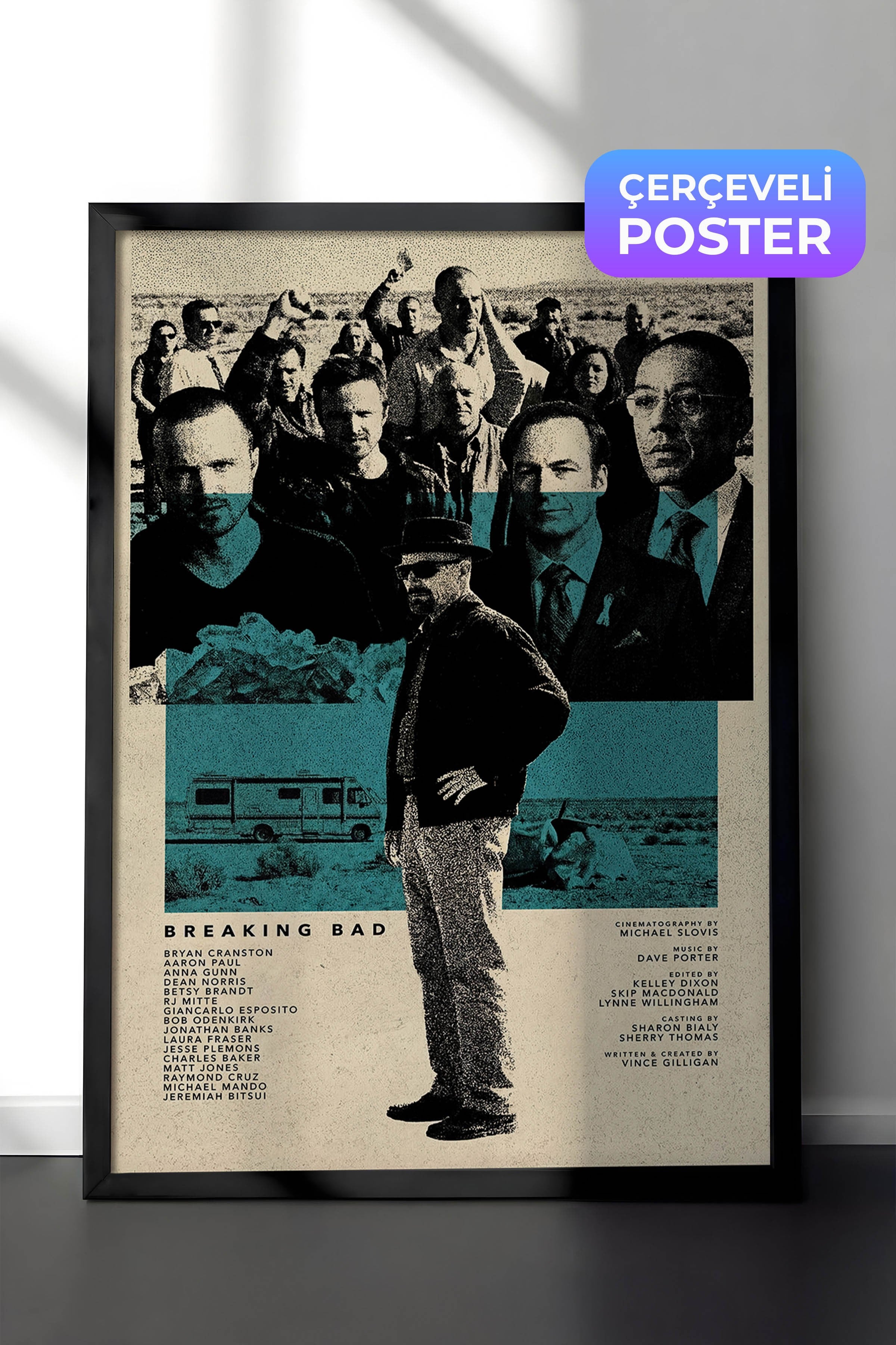 Breaking Bad Siyah Çerçeveli Poster, Sinema ve Dizi Tablo, Film Dizi Afişleri NO:112765