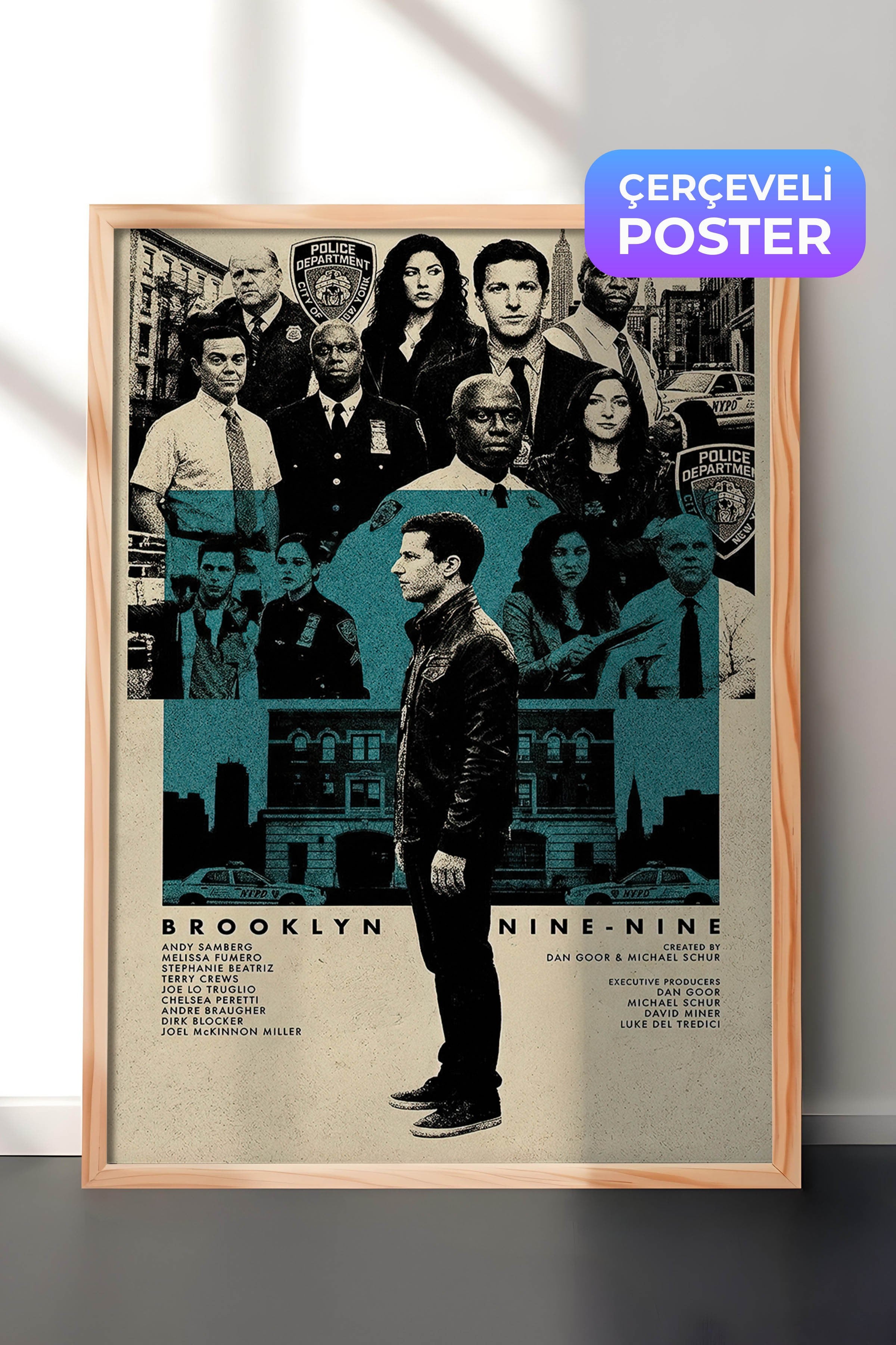 Brooklyn Nine-Nine Ahşap Çerçeveli Poster, Sinema ve Dizi Tablo, Film Dizi Afişleri NO:112797