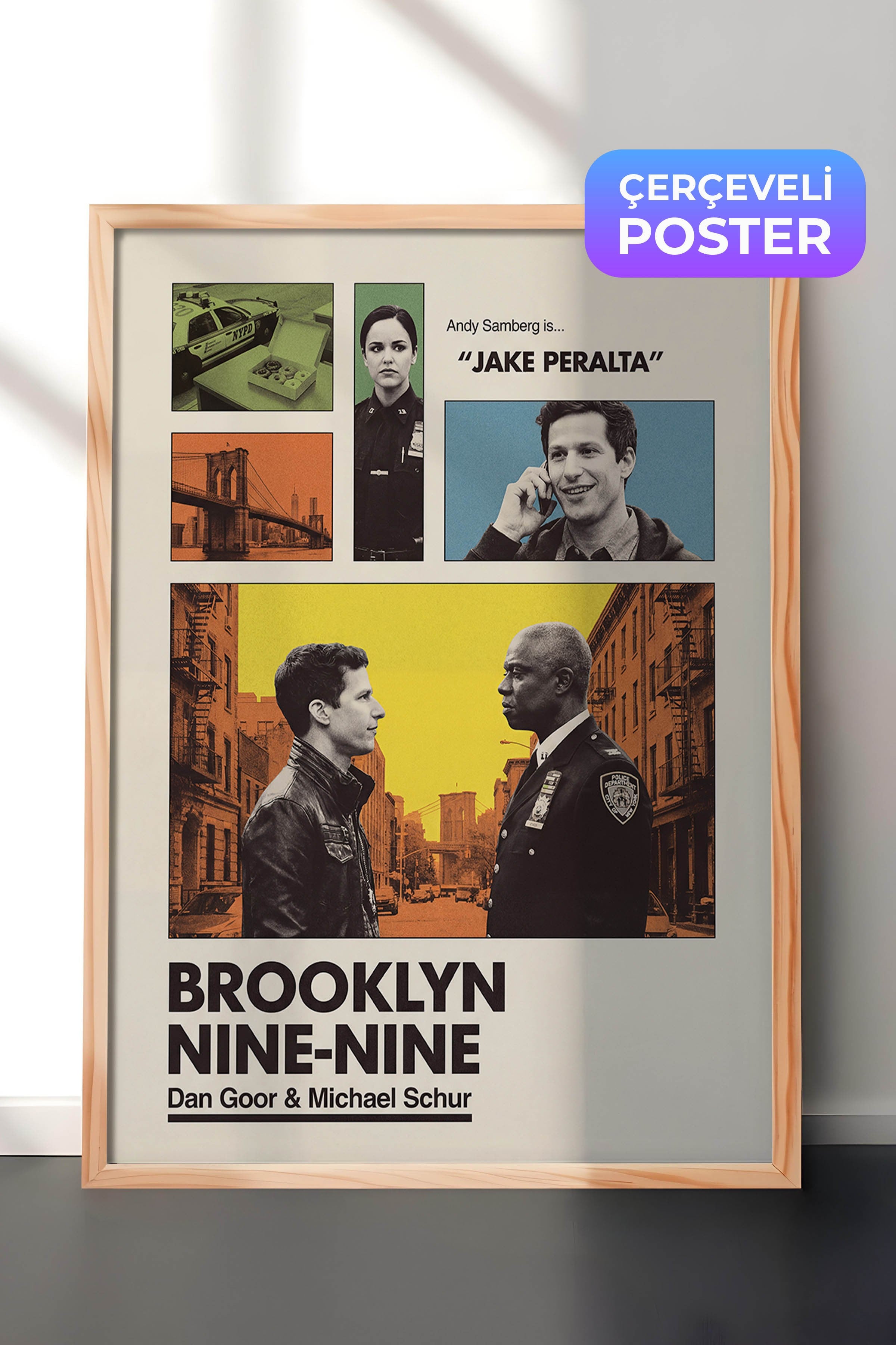 Brooklyn Nine-Nine Ahşap Çerçeveli Poster, Sinema ve Dizi Tablo, Film Dizi Afişleri NO:112923