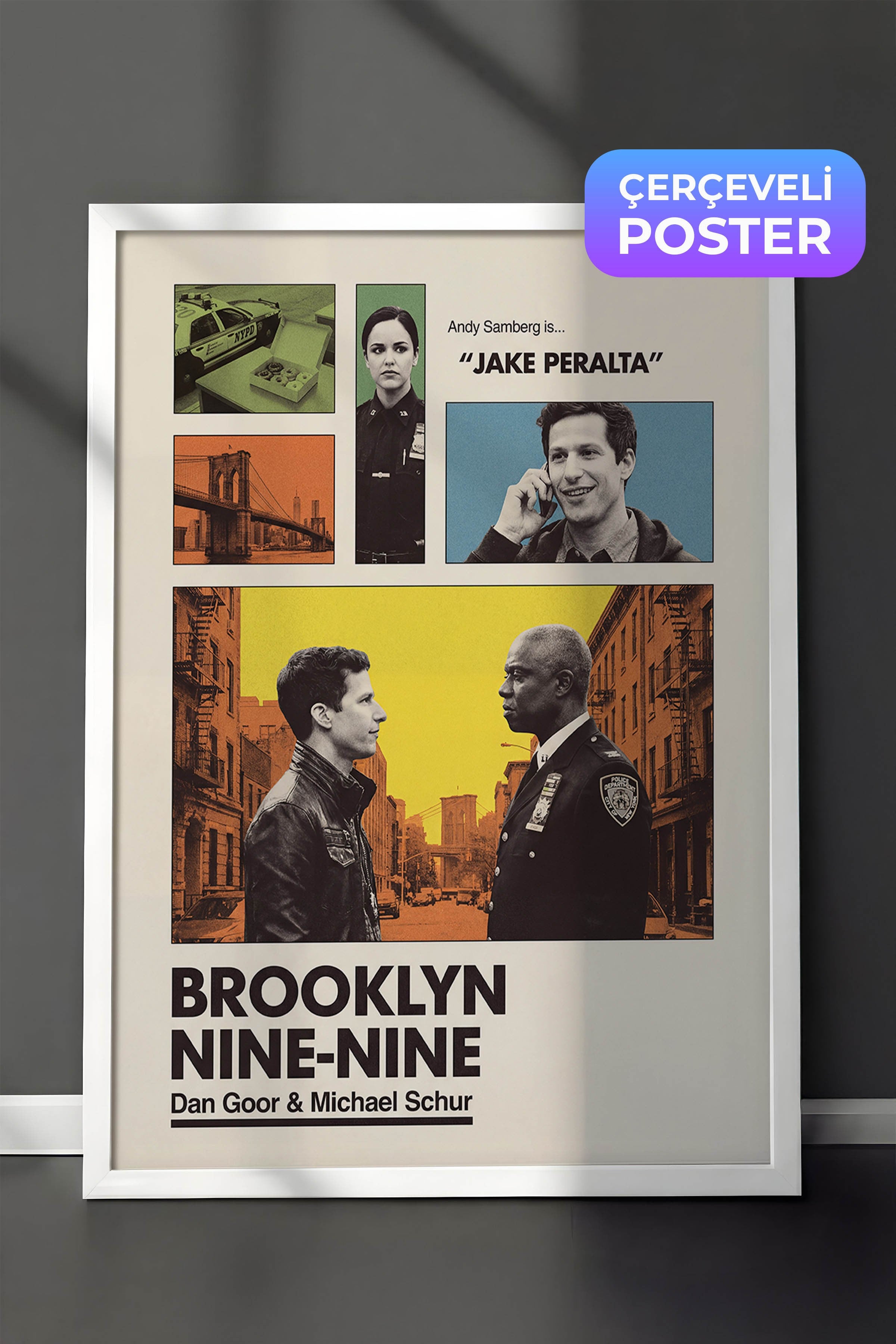 Brooklyn Nine-Nine Beyaz Çerçeveli Poster, Sinema ve Dizi Tablo, Film Dizi Afişleri NO:112923