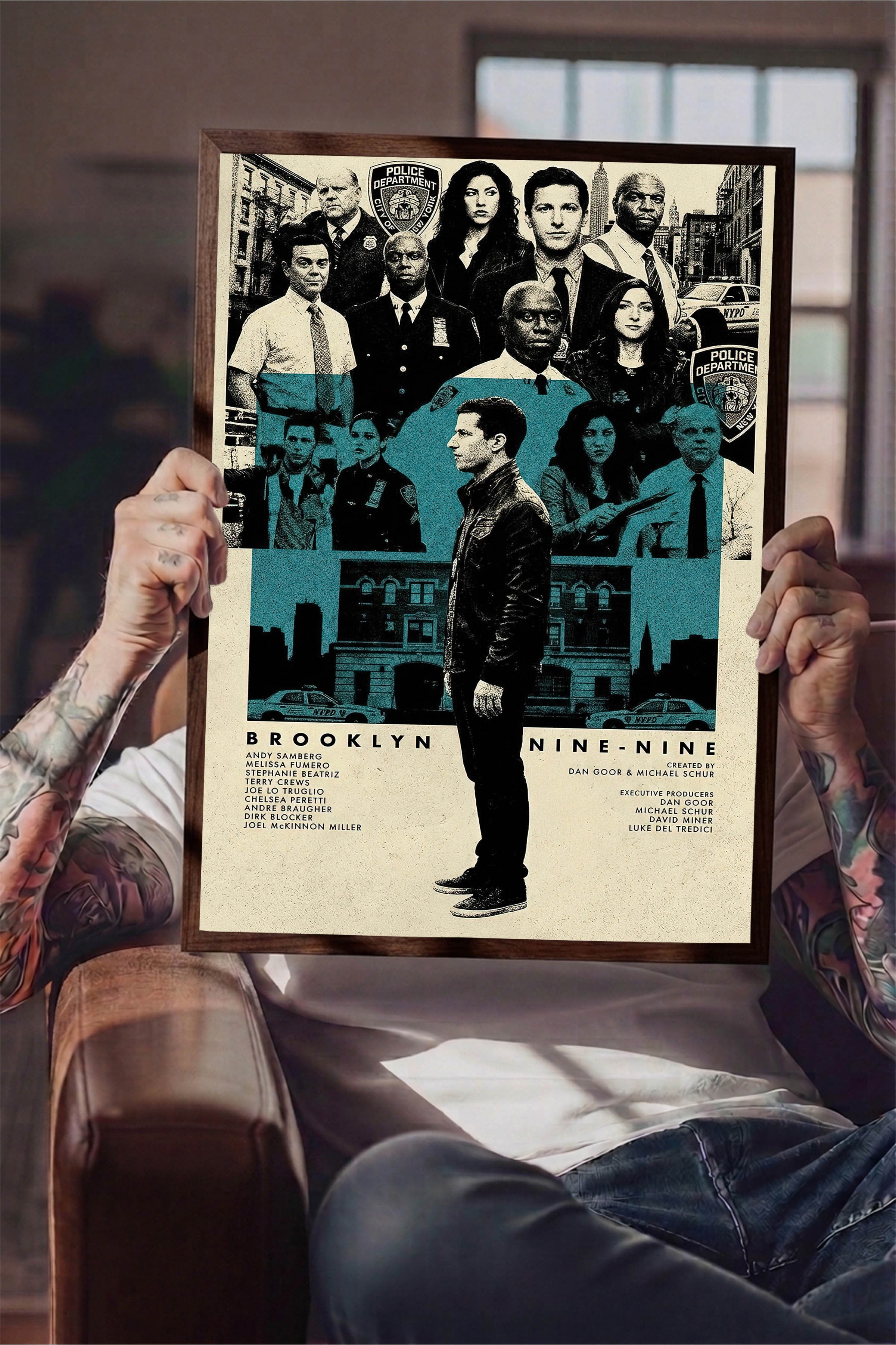 Brooklyn Nine-Nine Kahverengi Çerçeveli Poster, Sinema ve Dizi Tablo, Film Dizi Afişleri NO:112797