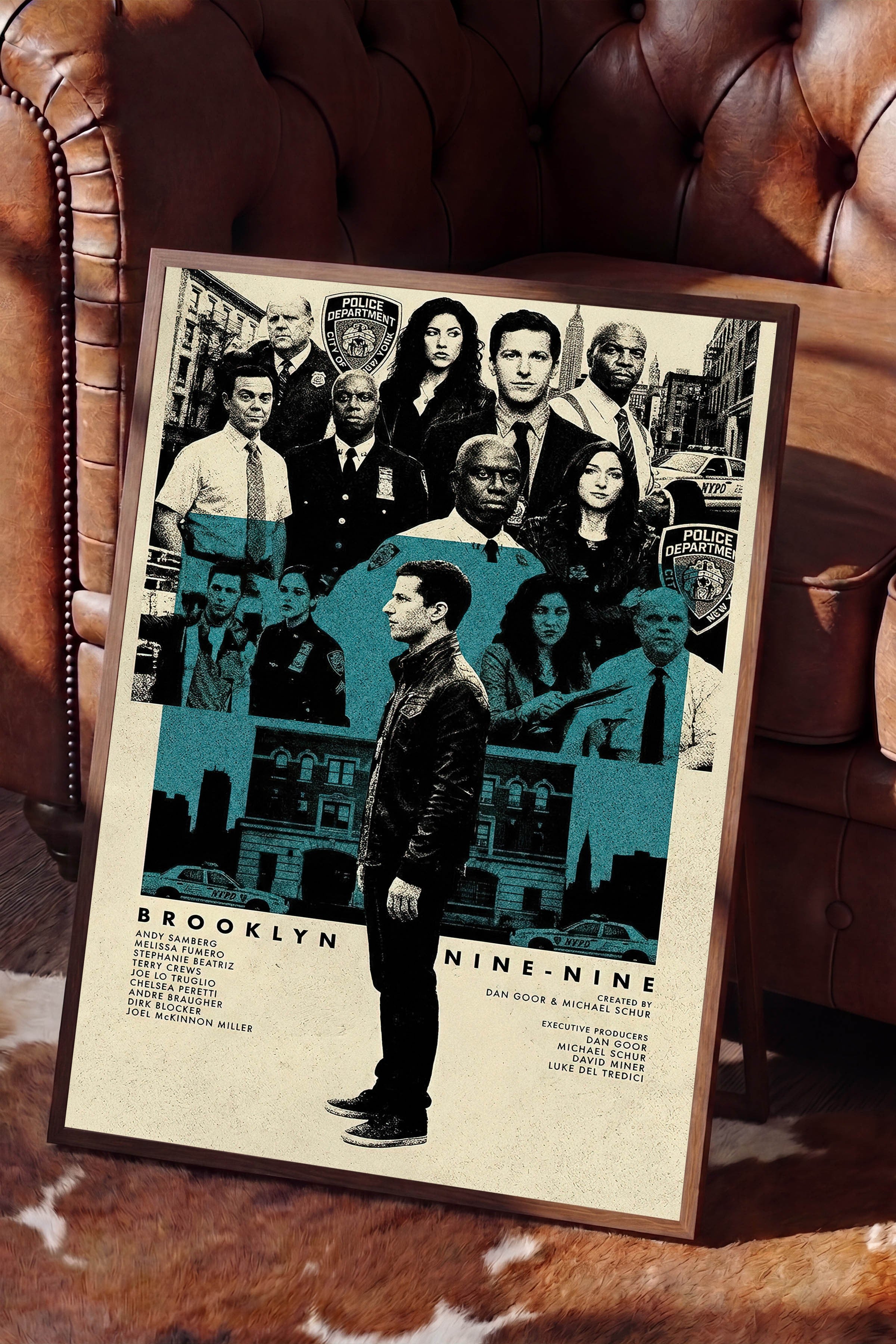 Brooklyn Nine-Nine Kahverengi Çerçeveli Poster, Sinema ve Dizi Tablo, Film Dizi Afişleri NO:112797