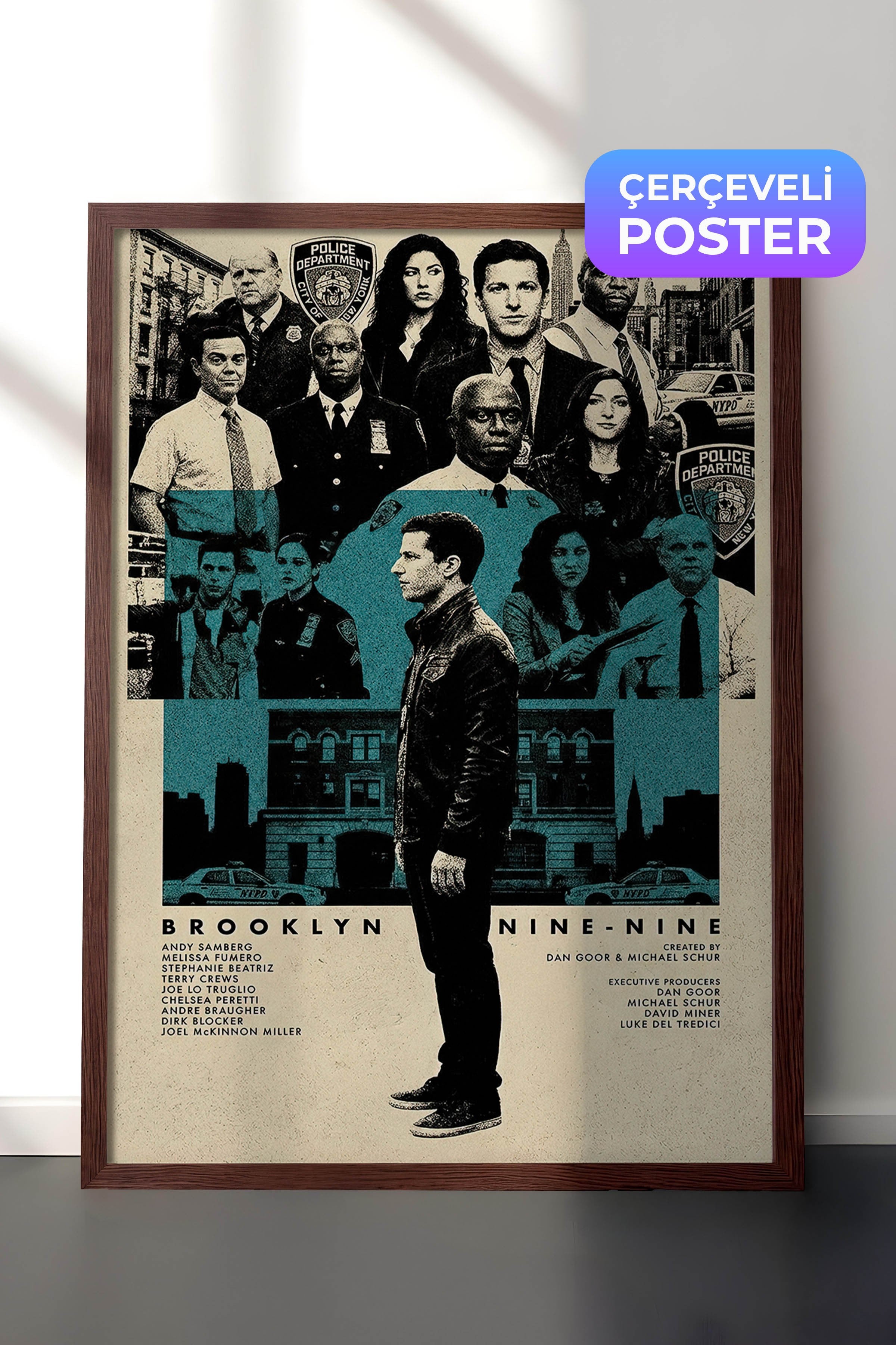 Brooklyn Nine-Nine Kahverengi Çerçeveli Poster, Sinema ve Dizi Tablo, Film Dizi Afişleri NO:112797