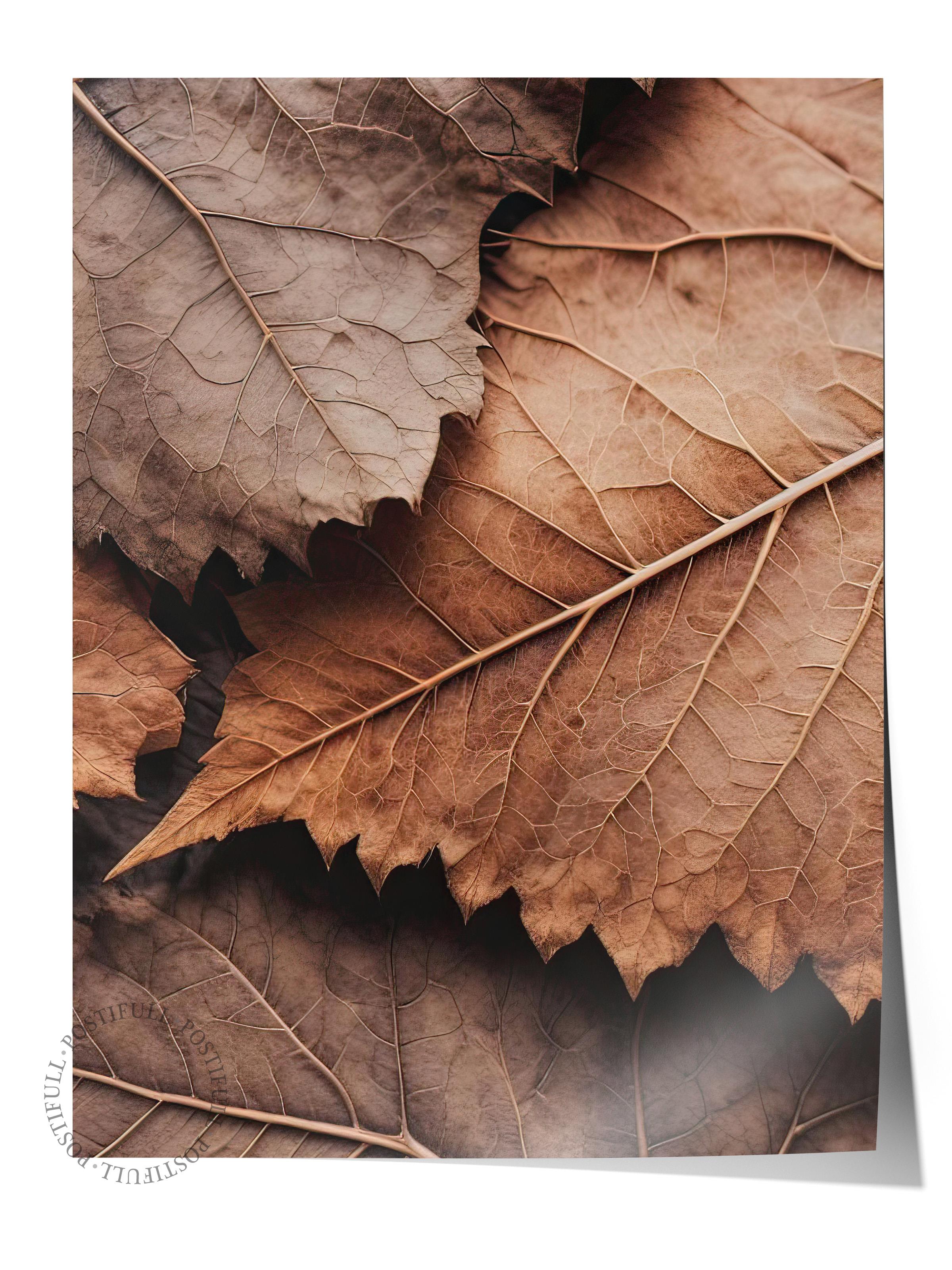 Brown Leaves Poster, Çerçevesiz Duvar Posteri, Dikey Duvar Tablosu Comfort Serisi NO:108315