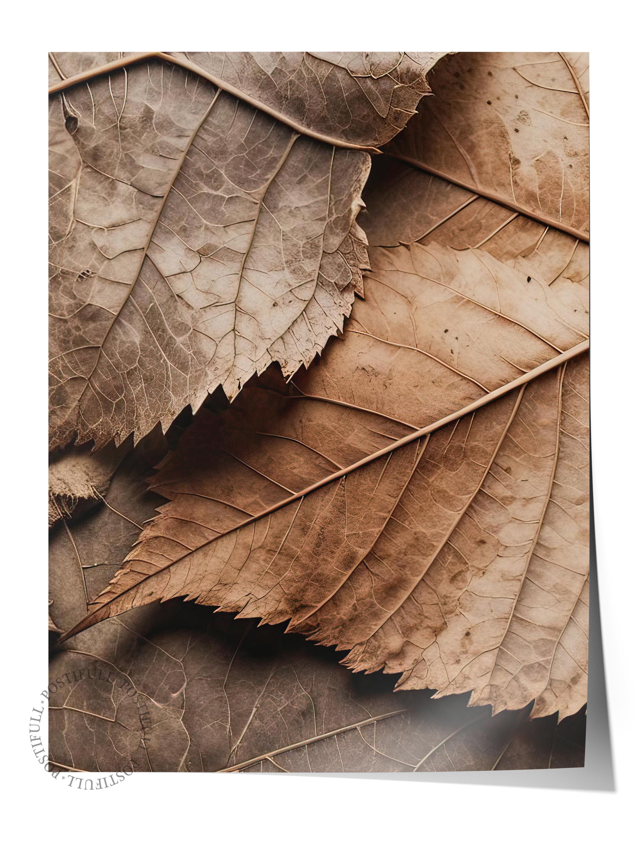 Brown Leaves Poster, Çerçevesiz Duvar Posteri, Dikey Duvar Tablosu Comfort Serisi NO:108352