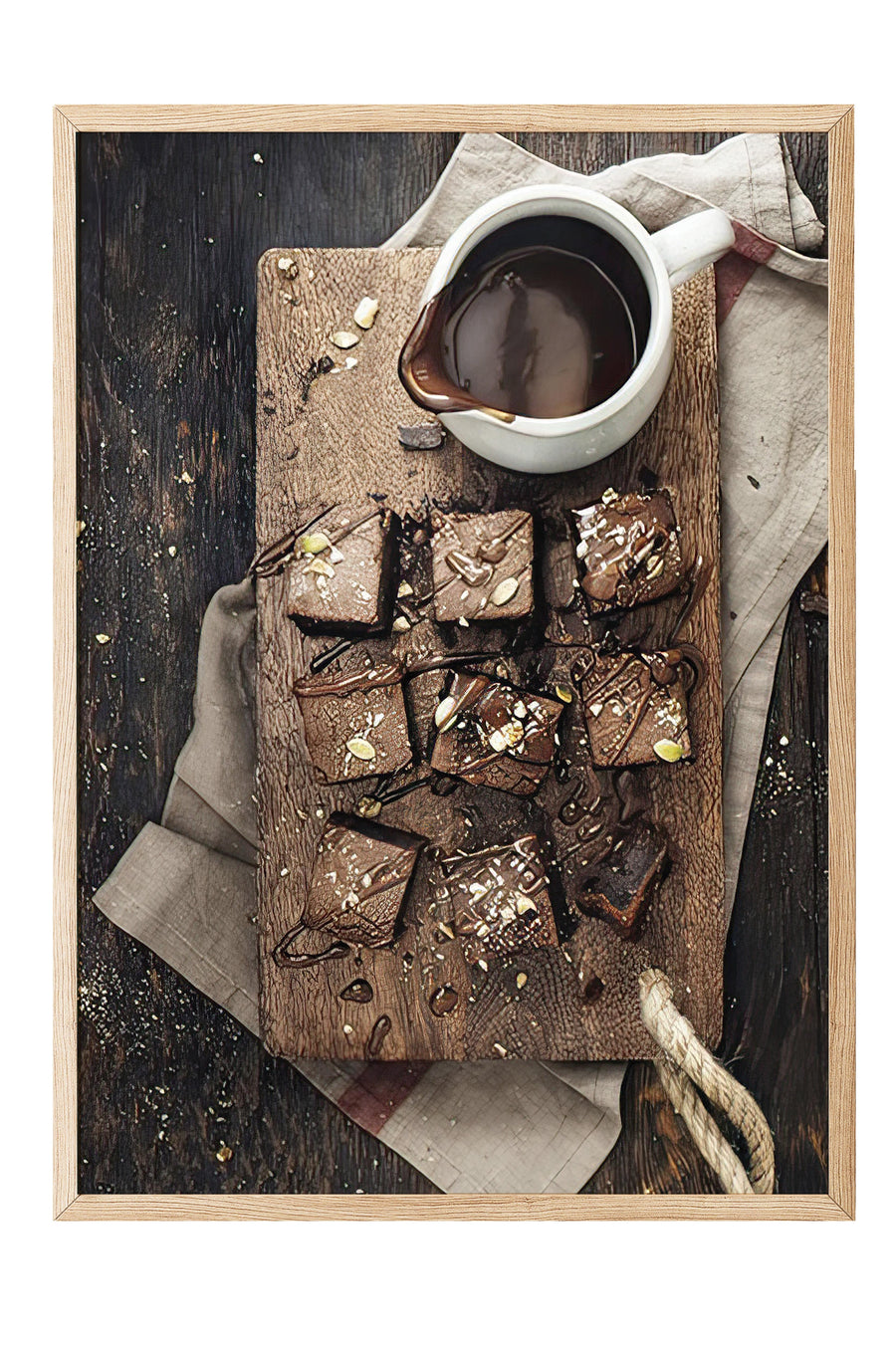 Çikolatalı Brownie ve Sos Sunumu Comfort Serisi Poster – Ahşap Çerçeveli Tablo