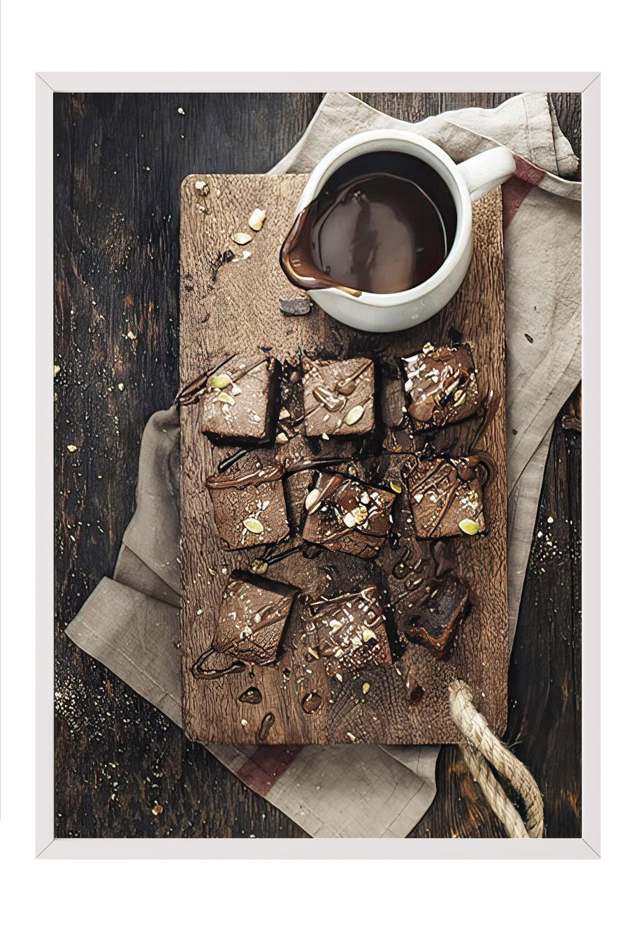 Çikolatalı Brownie ve Sos Sunumu Comfort Serisi Poster – Beyaz Çerçeveli Tablo