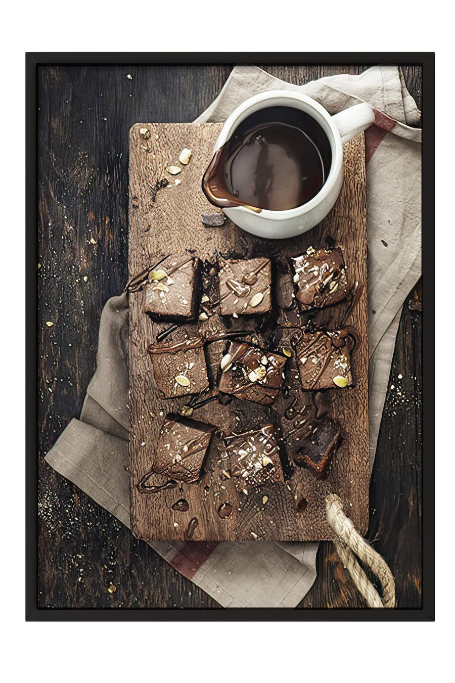 Çikolatalı Brownie ve Sos Sunumu Comfort Serisi Poster – Siyah Çerçeveli Tablo