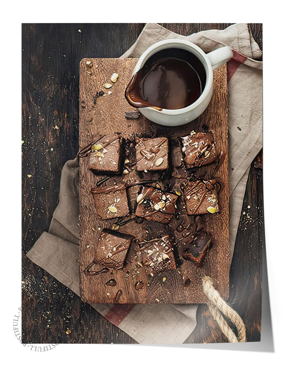 Çikolatalı Brownie ve Sos Sunumu Comfort Serisi Çerçevesiz Poster