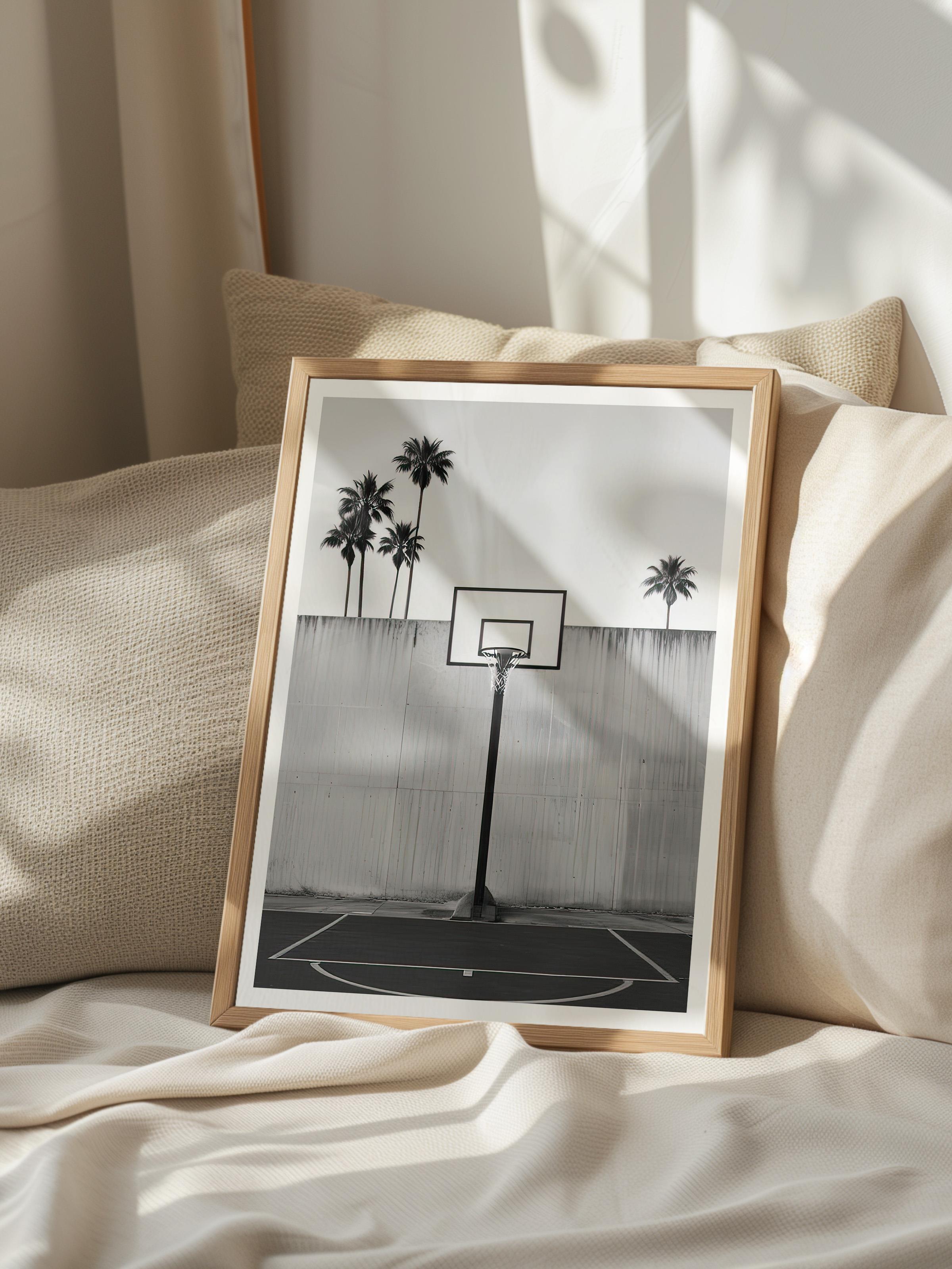California Basketball Court Ahşap Çerçeveli Tablo, Duvar Tablosu Comfort Serisi NO:108328