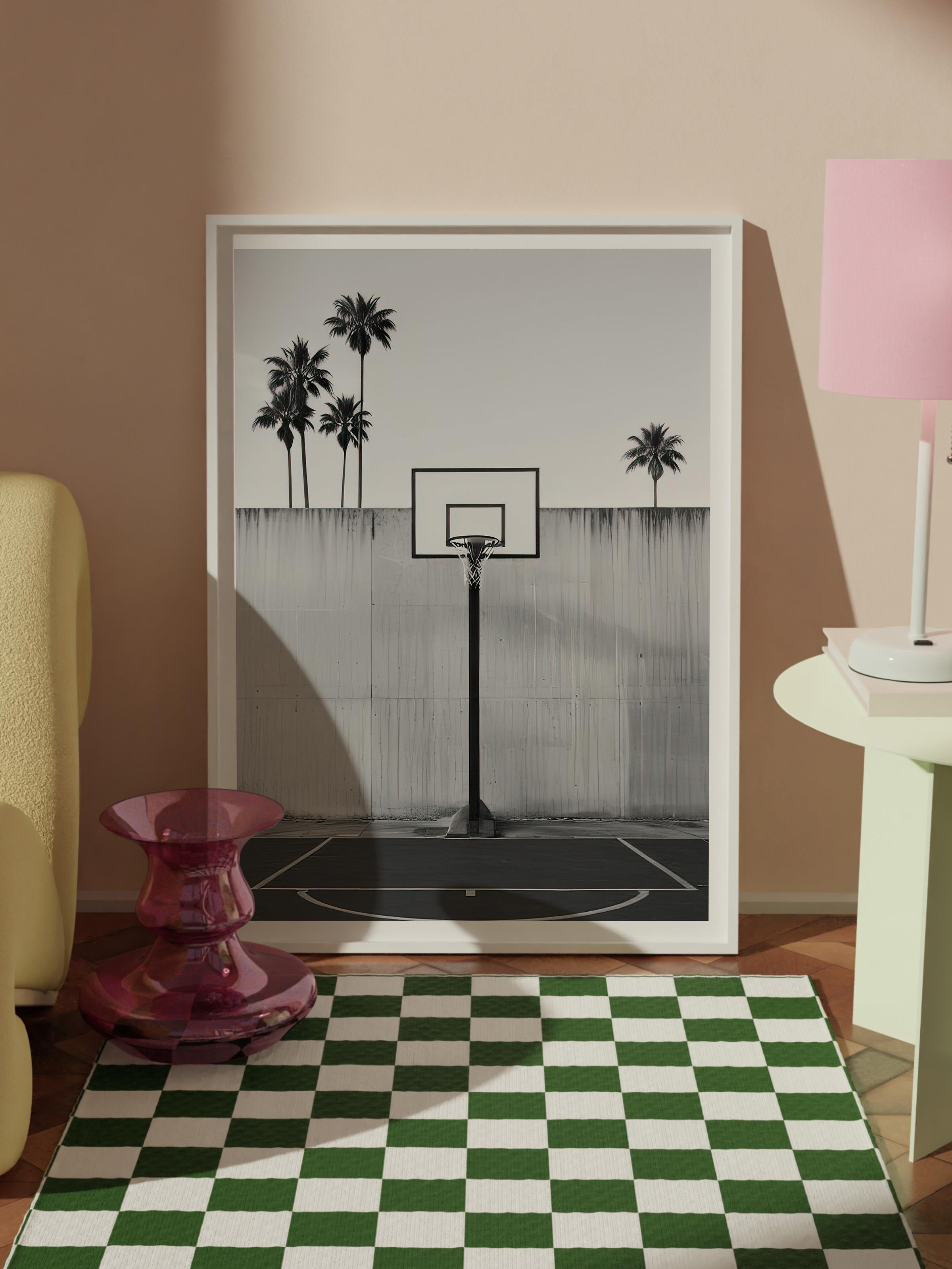 California Basketball Court Beyaz Çerçeveli Tablo, Duvar Tablosu Comfort Serisi NO:108328