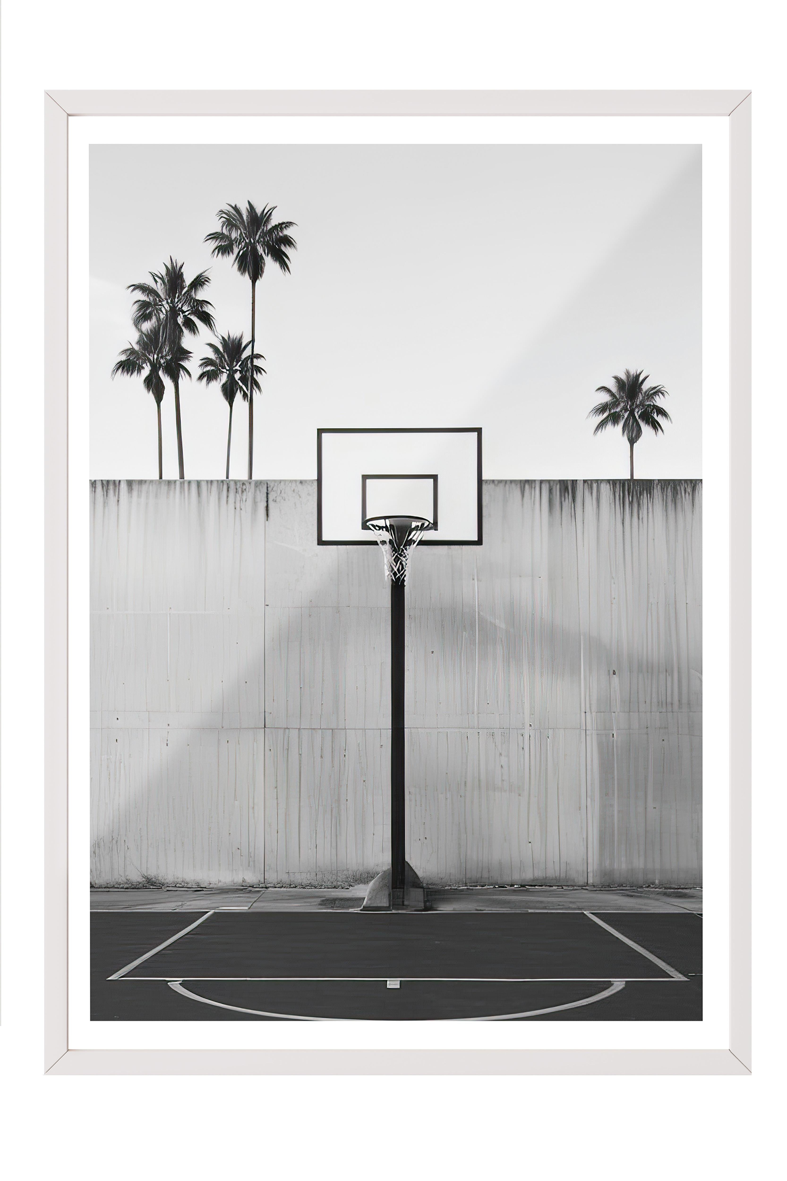 California Basketball Court Beyaz Çerçeveli Tablo, Duvar Tablosu Comfort Serisi NO:108328