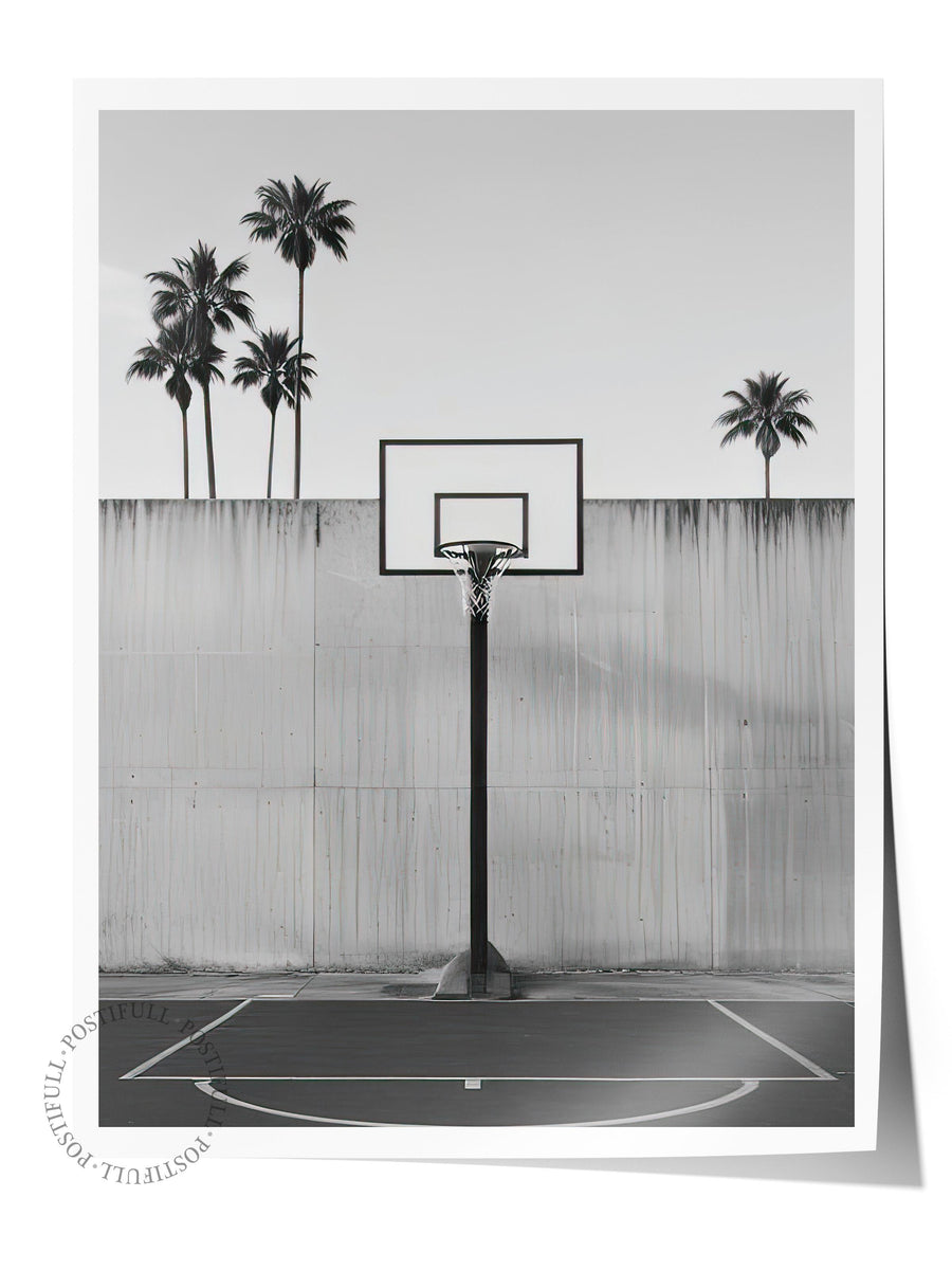 California Basketball Court Poster, Dikey Duvar Tablosu Comfort Serisi NO:108328