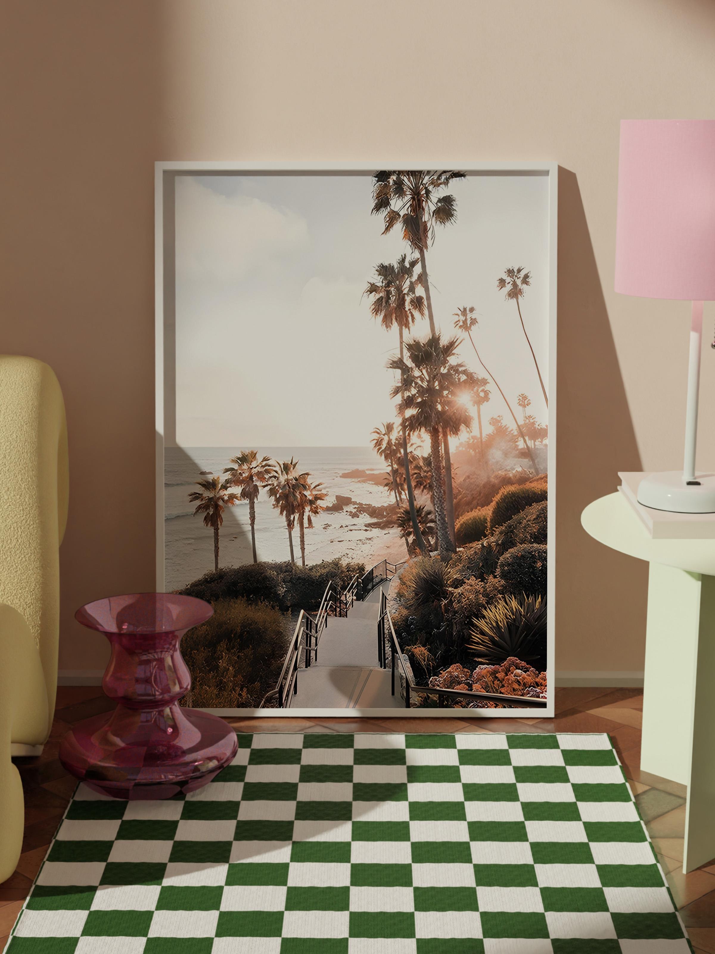 California Laguna Beach Beyaz Çerçeveli Tablo, Duvar Tablosu Comfort Serisi NO:108339