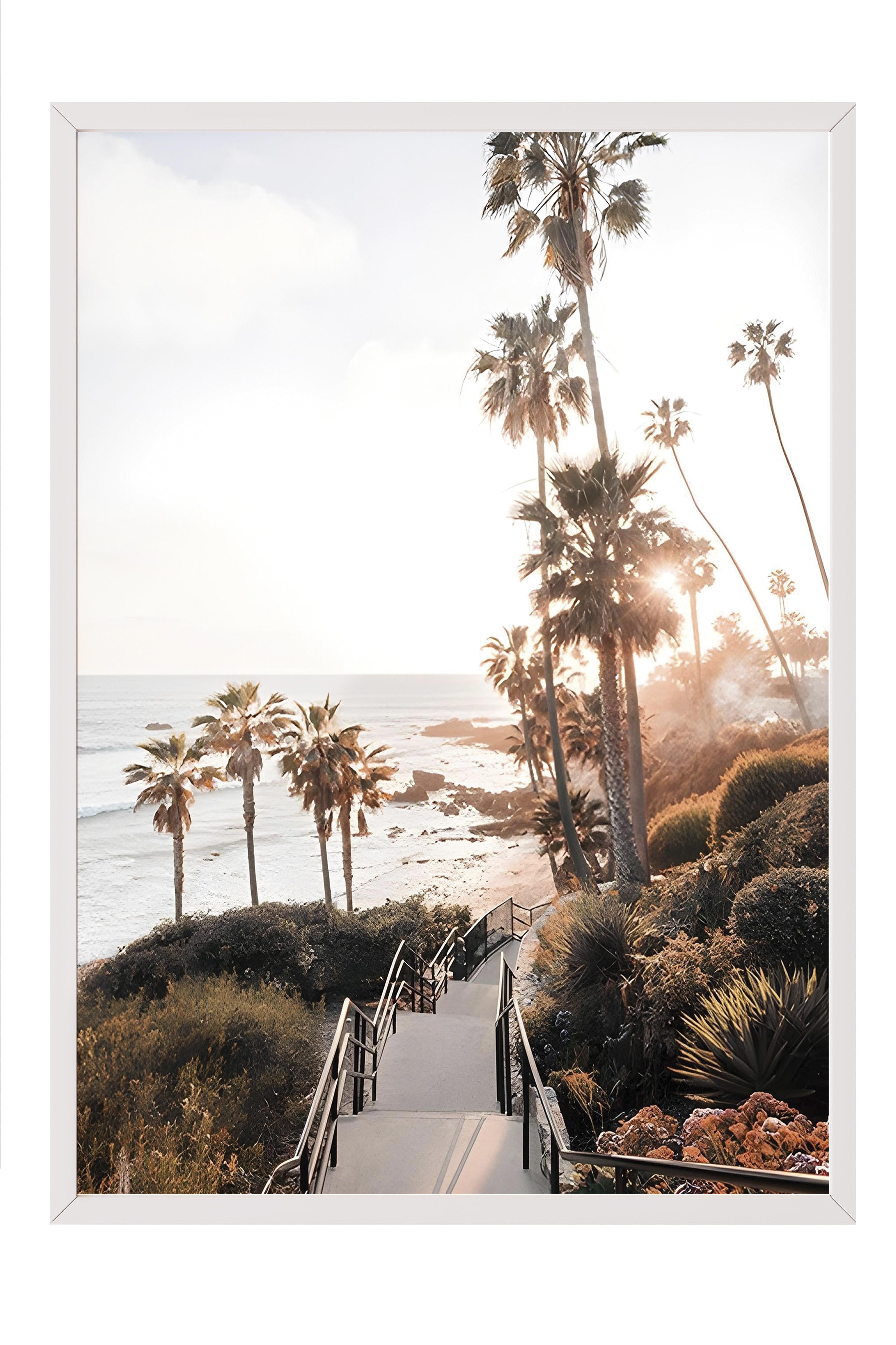 California Laguna Beach Beyaz Çerçeveli Tablo, Duvar Tablosu Comfort Serisi NO:108339