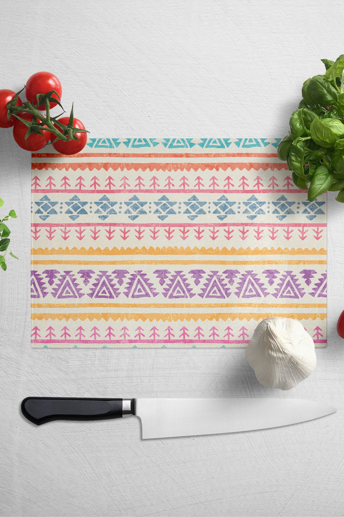 Cam Kesme Tahtası - Boho Temalı - 21*30cm - Doğrama Tahtası - Estetik, Dekoratif Sunum Tahtası