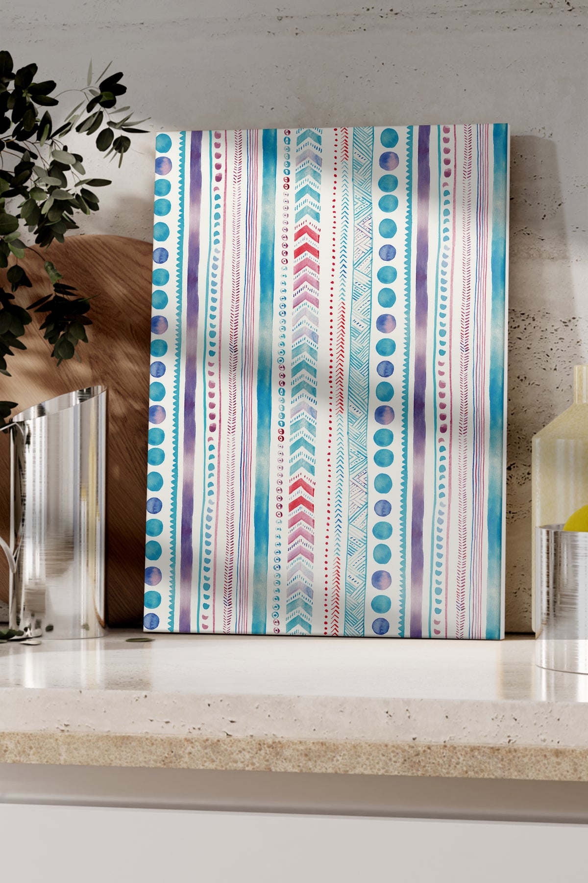 Cam Kesme Tahtası, Kalın Ve Kırılmaz Cam - Boho Temalı - 21*30cm - Doğrama Tahtası, Mutfak Dekoru