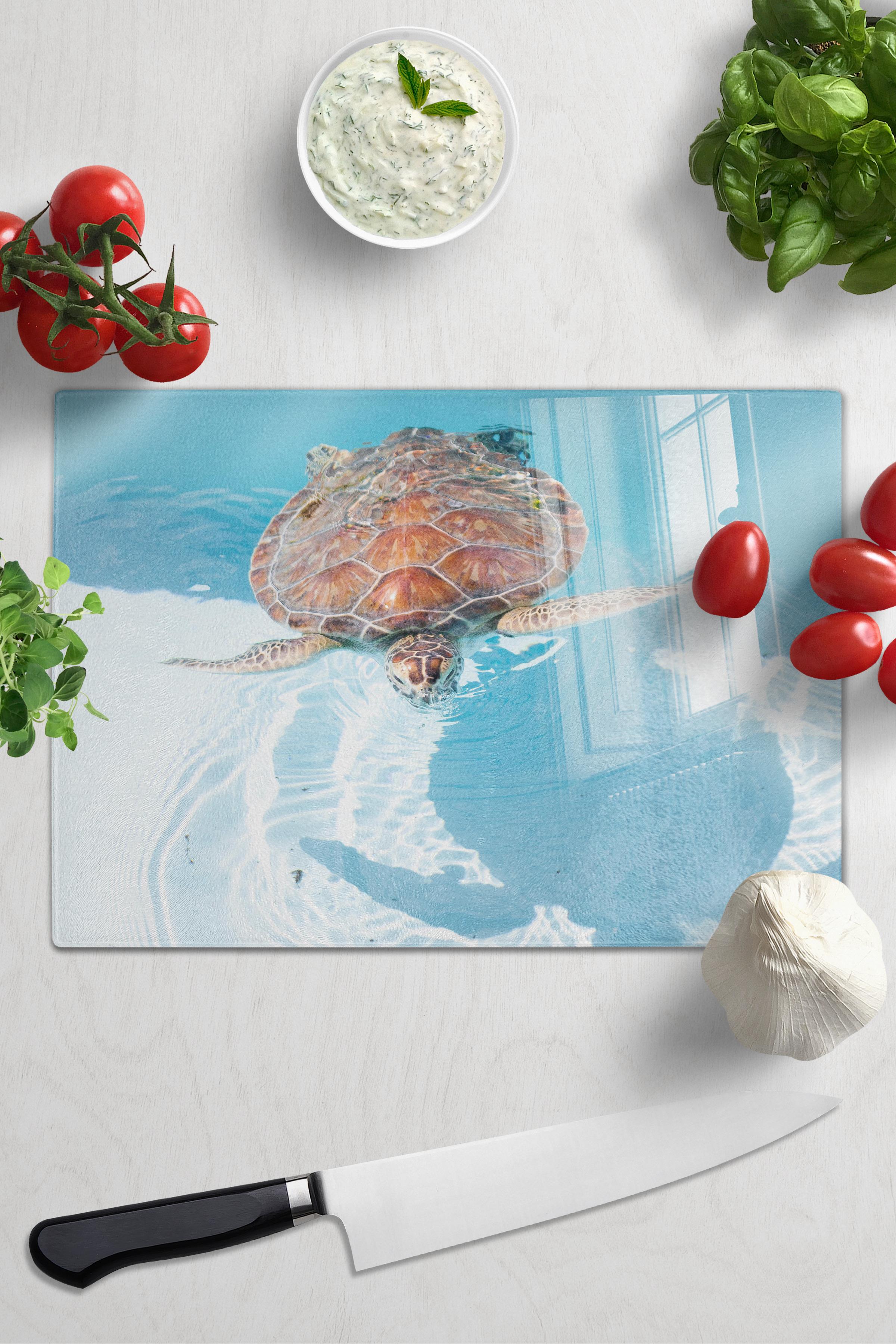 Cam Kesme Tahtası, Kalın Ve Kırılmaz Cam - Kaplumbağa Tema, 21*30cm, Doğrama Tahtası, Mutfak Dekoru