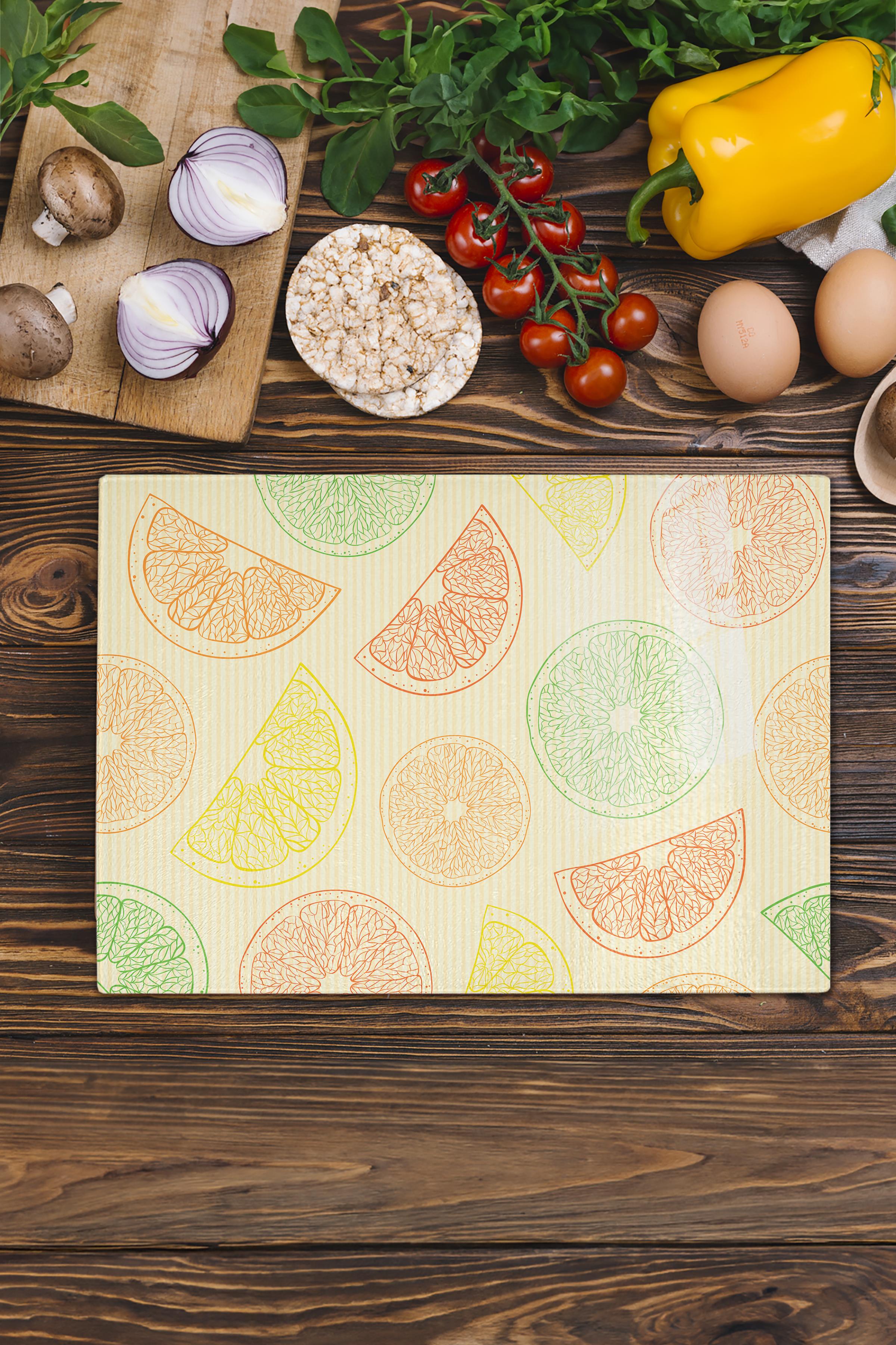 Cam Kesme Tahtası, Kalın Ve Kırılmaz Cam - Limon Temalı - 21*30cm - Doğrama Tahtası, Mutfak Dekoru