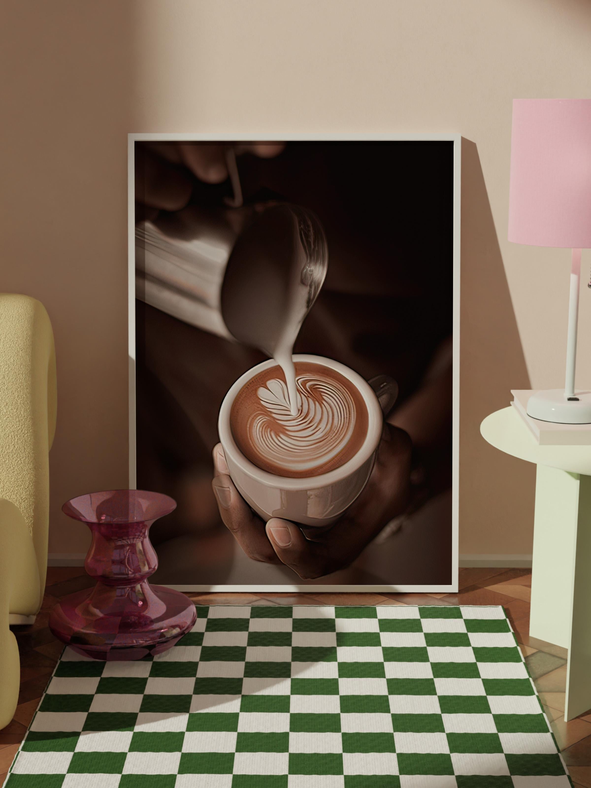 Cappuccino Art Çerçeveli Tablo, Beyaz Çerçeve ve Poster, Duvar Tablosu Comfort Serisi NO:108405