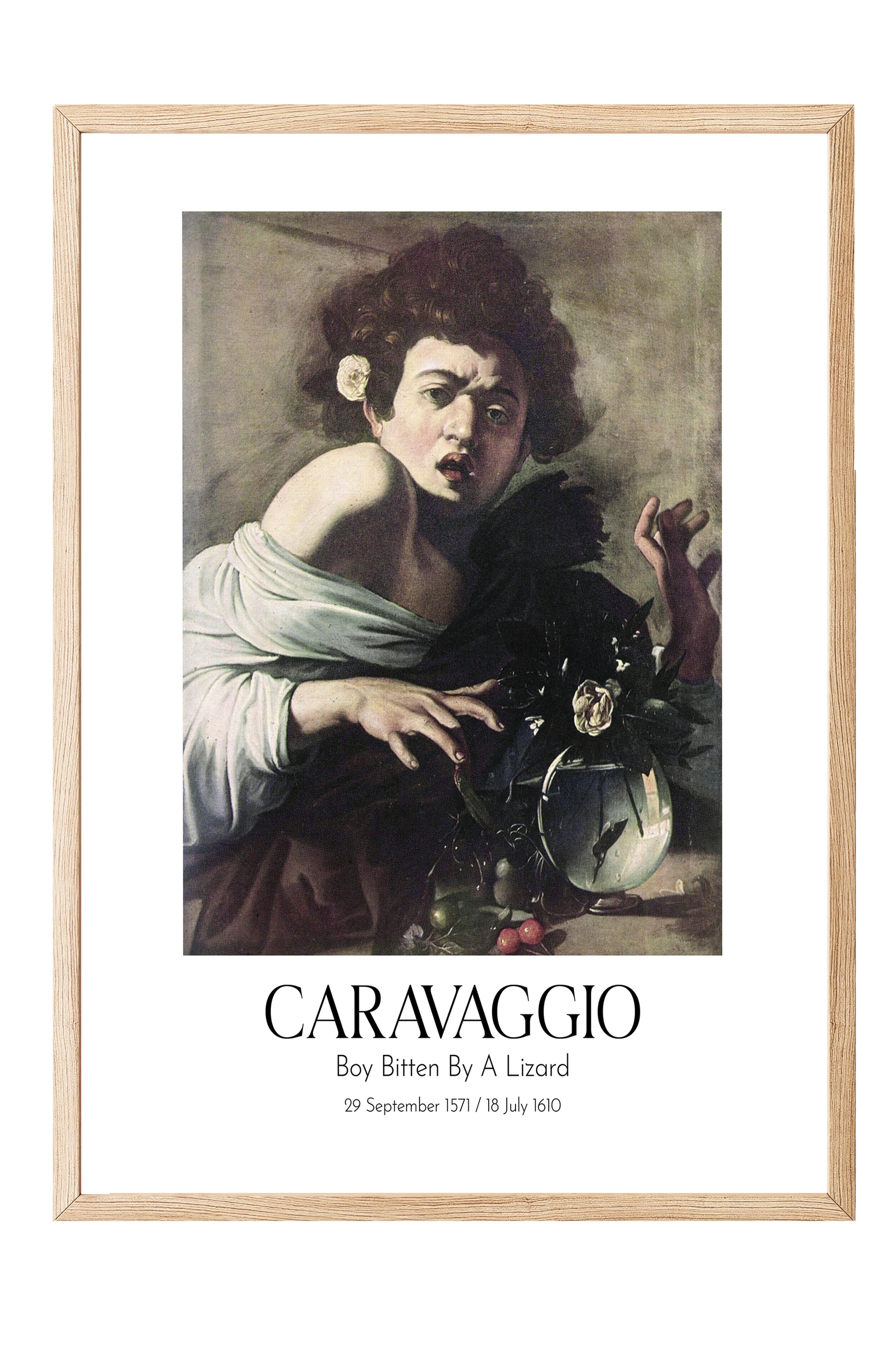 Caravaggio - Boy Bitten By A Lizard, Ahşap Çerçeveli Tablo, Sanat Serisi NO:111628