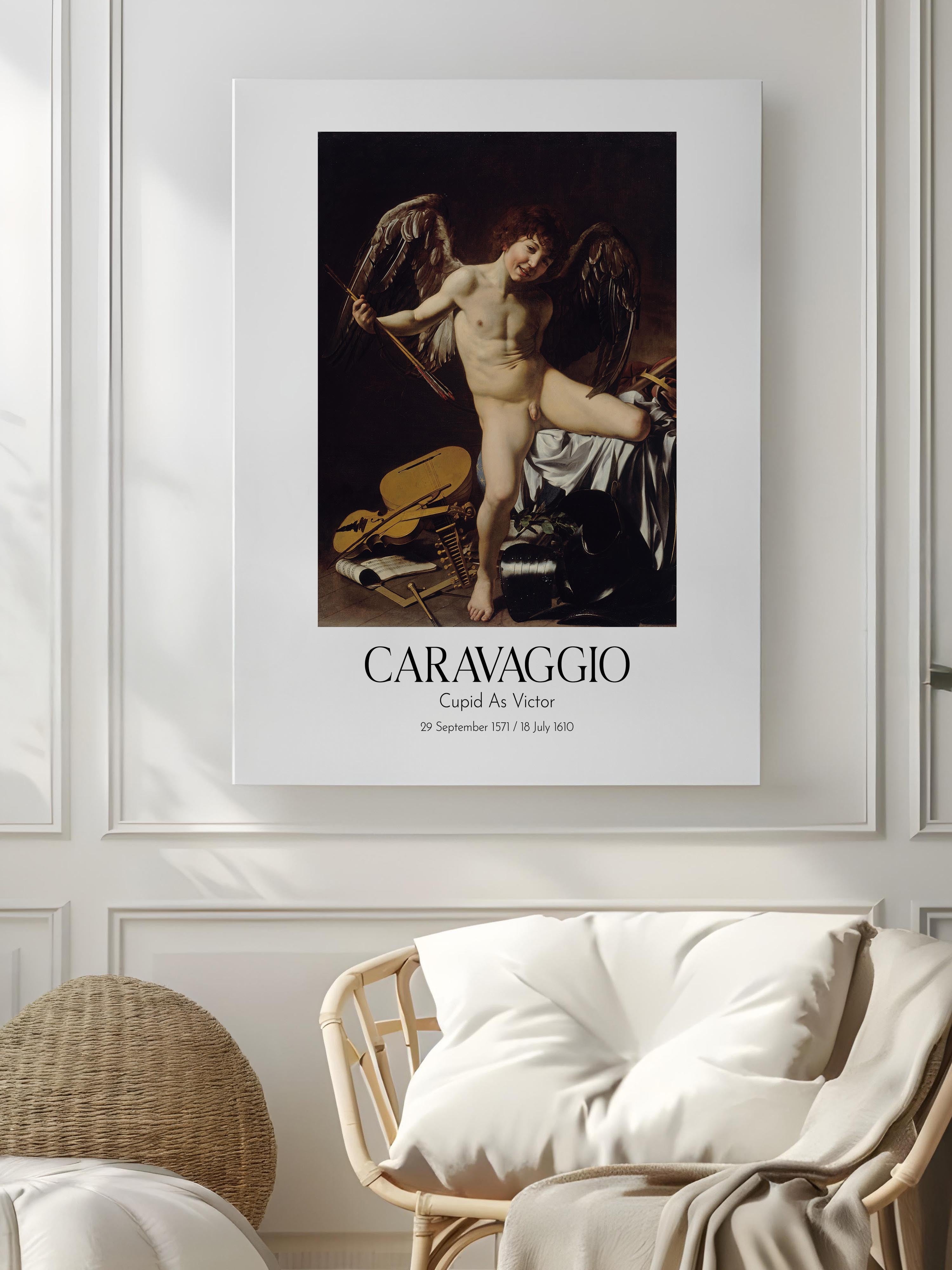Caravaggio - Cupid As Victor, Kanvas Tablo, Sanat Serisi NO:111629