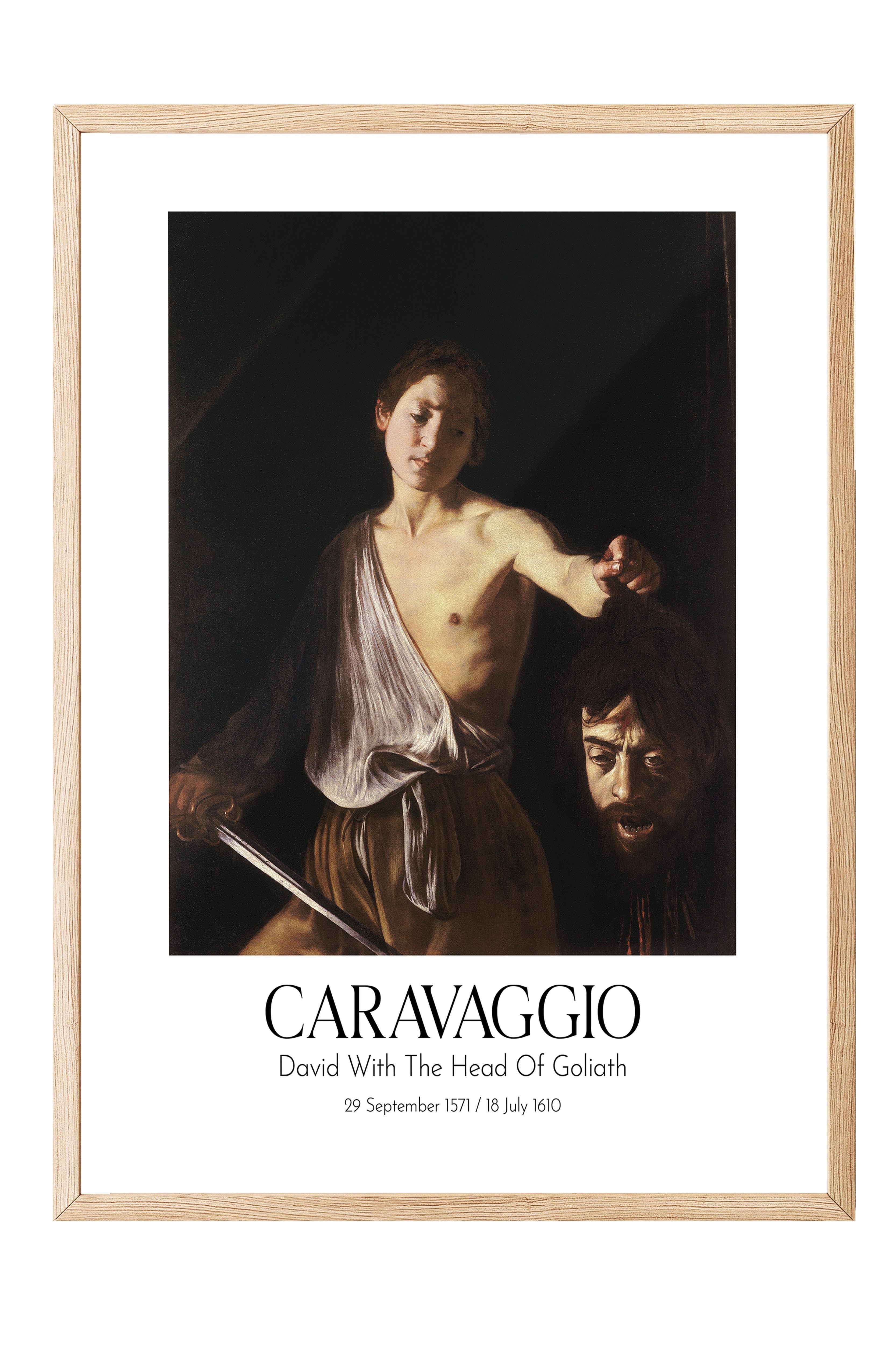 Caravaggio - David With The Head Of Goliath, Ahşap Çerçeveli Tablo, Sanat Serisi NO:111630