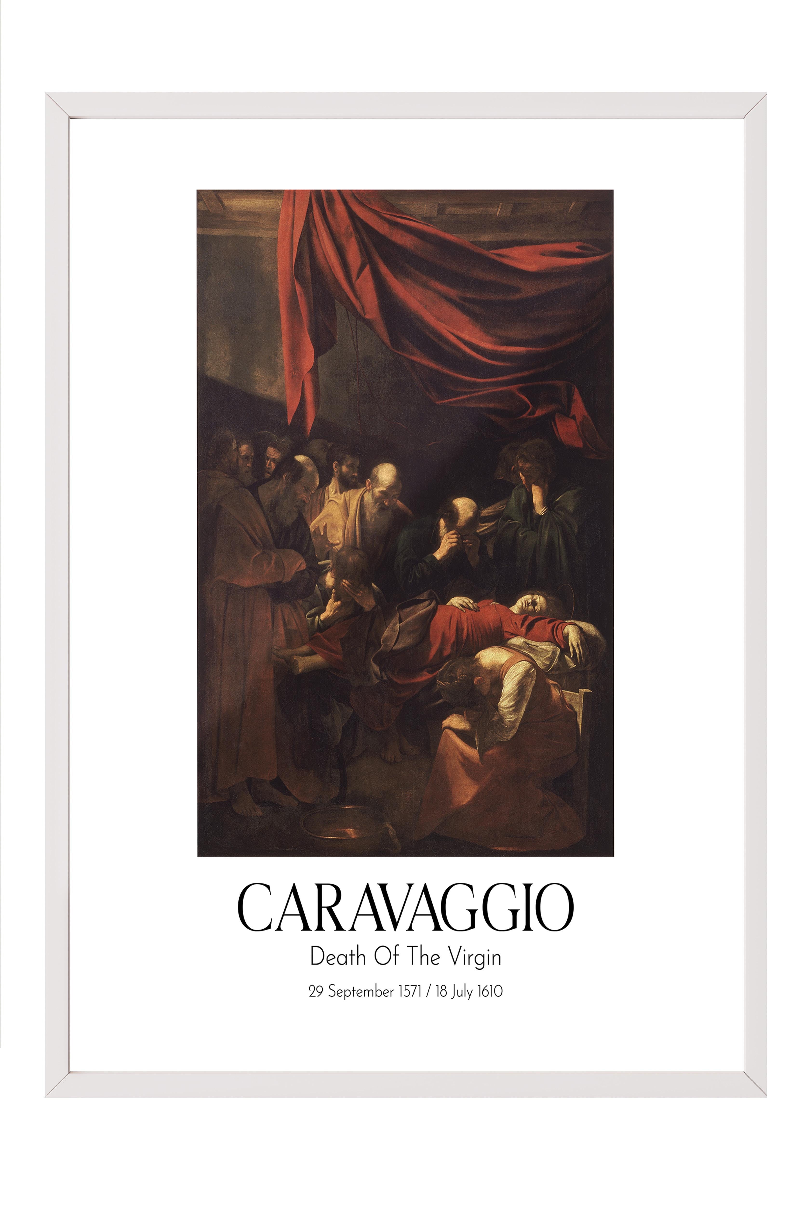 Caravaggio - Death Of The Virgin, Beyaz Çerçeveli Tablo, Sanat Serisi NO:111631