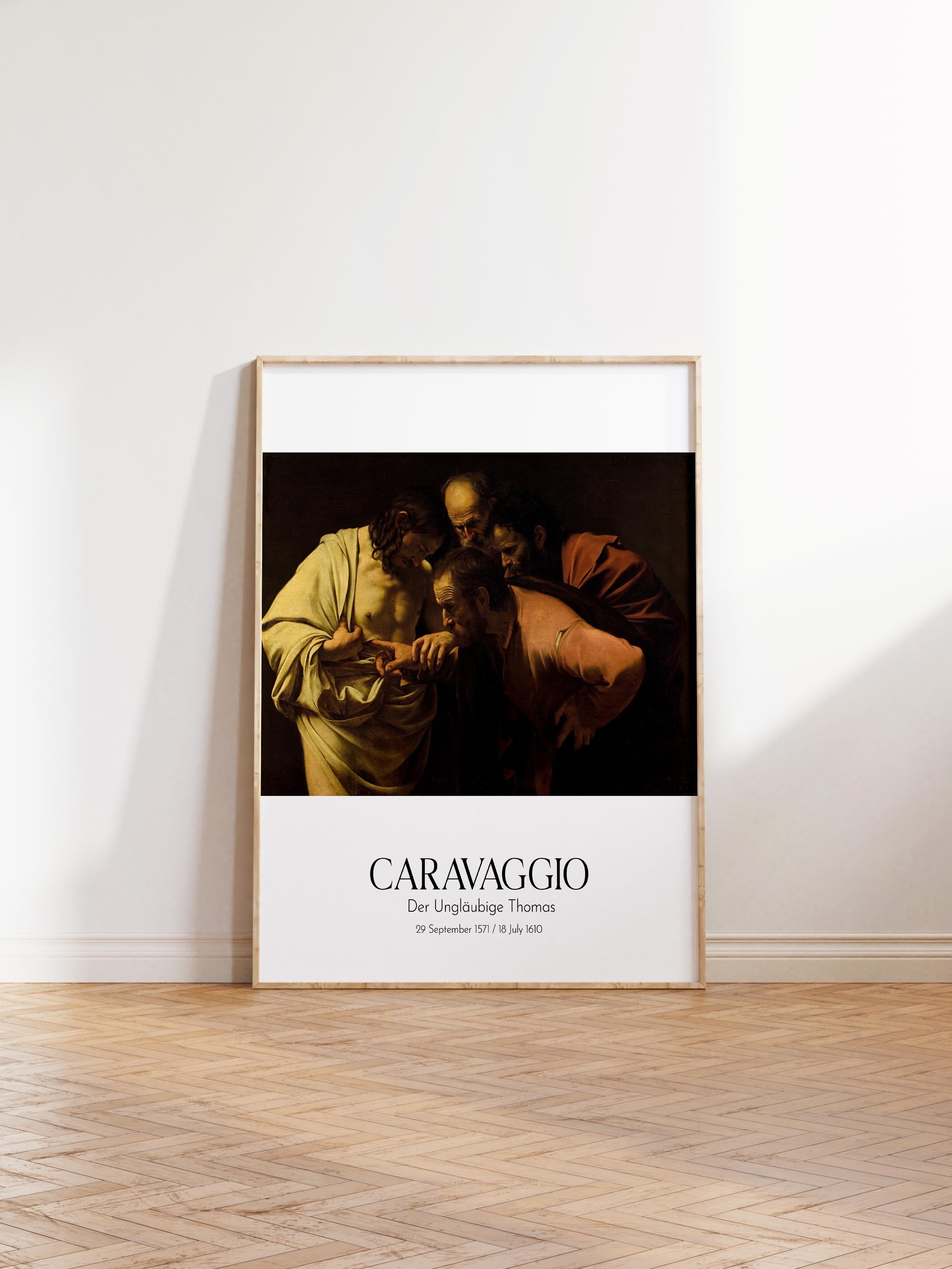 Caravaggio - Der Ungläubige Thomas, Ahşap Çerçeveli Tablo, Sanat Serisi NO:111632