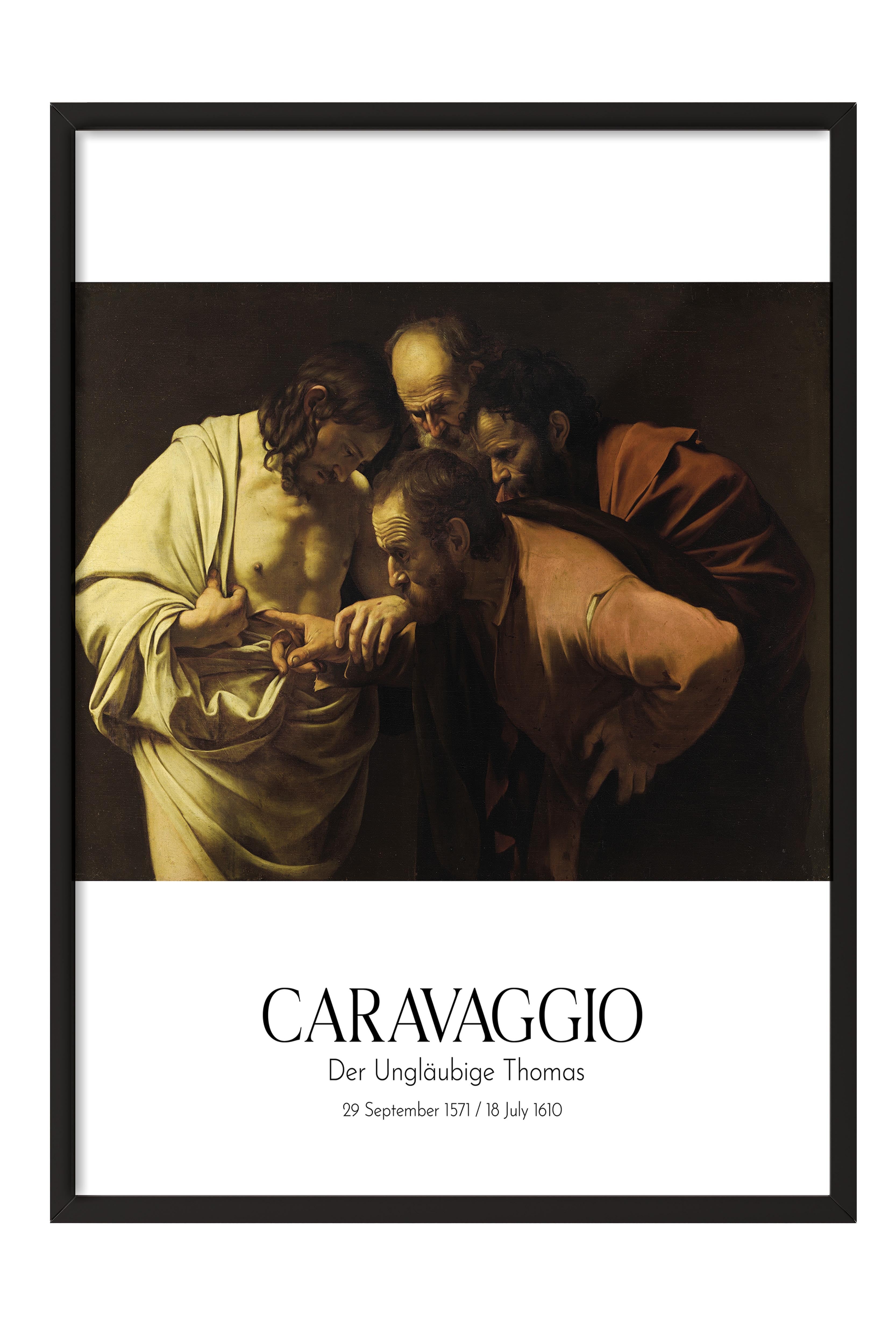 Caravaggio - Der Ungläubige Thomas, Siyah Çerçeveli Tablo, Sanat Serisi NO:111632
