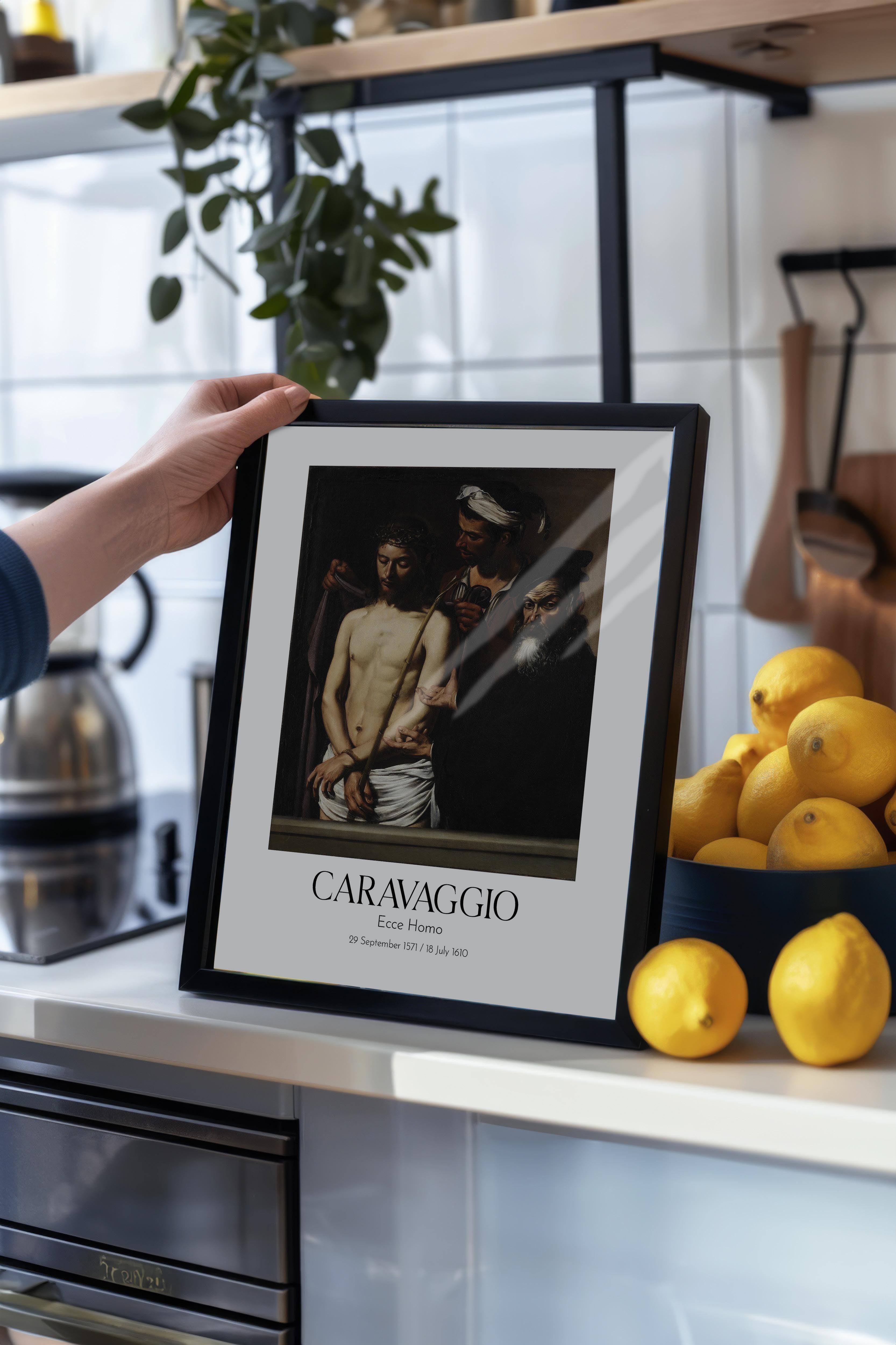 Caravaggio - Ecce Homo, Siyah Çerçeveli Tablo, Sanat Serisi NO:111633