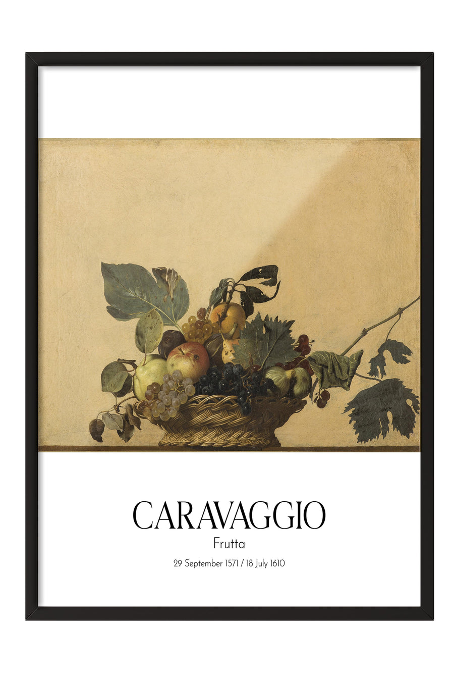 Caravaggio - Frutta, Siyah Çerçeveli Tablo, Sanat Serisi NO:111634